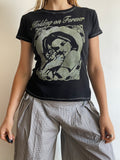 handmade holding on forever silver screenprint baby tee