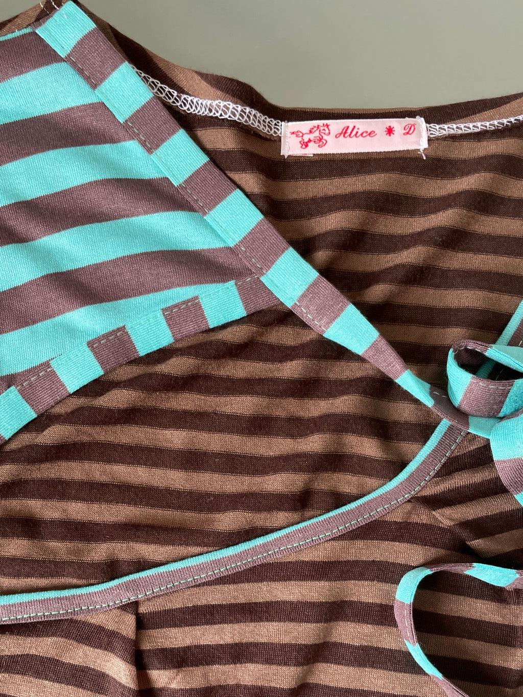 handmade ballet style tie up contrast striped tank