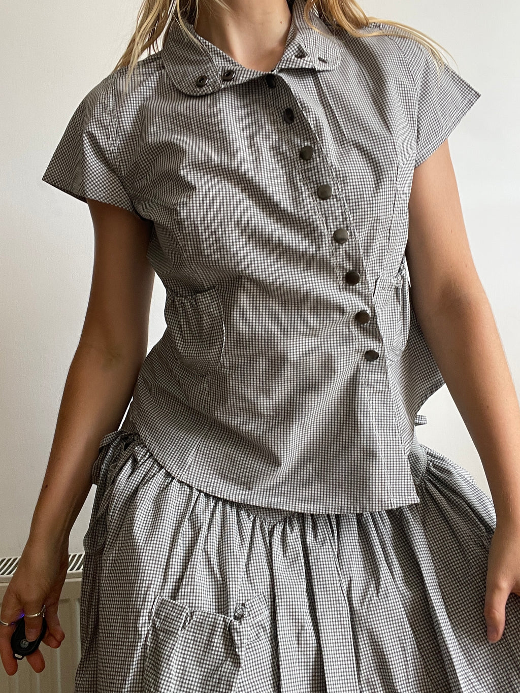 handmade matching set swishy asymmetrical skirt and shirt
