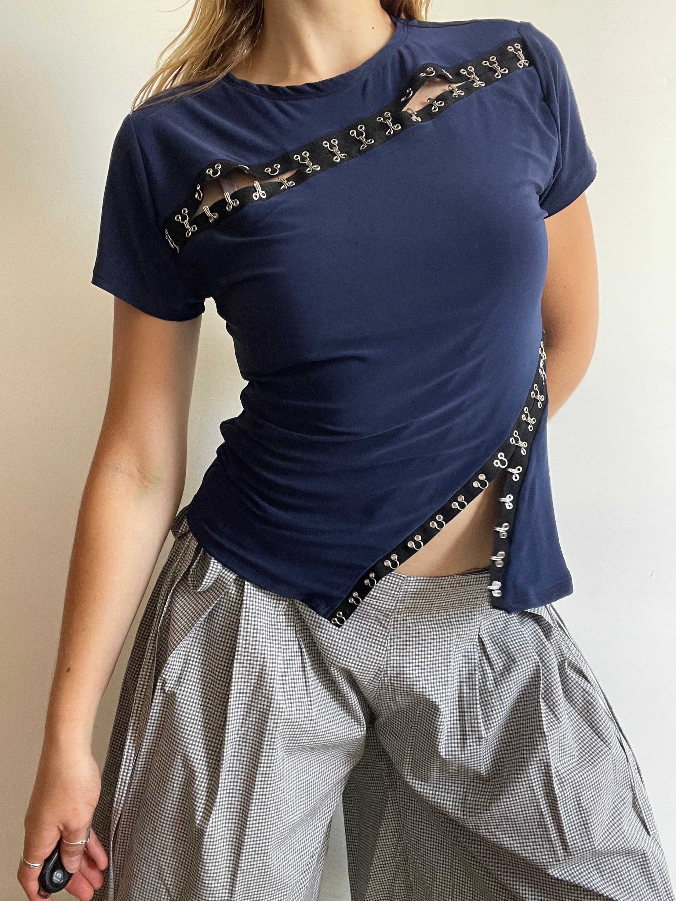 handmade slinky hook and eye asymmetrical t shirt