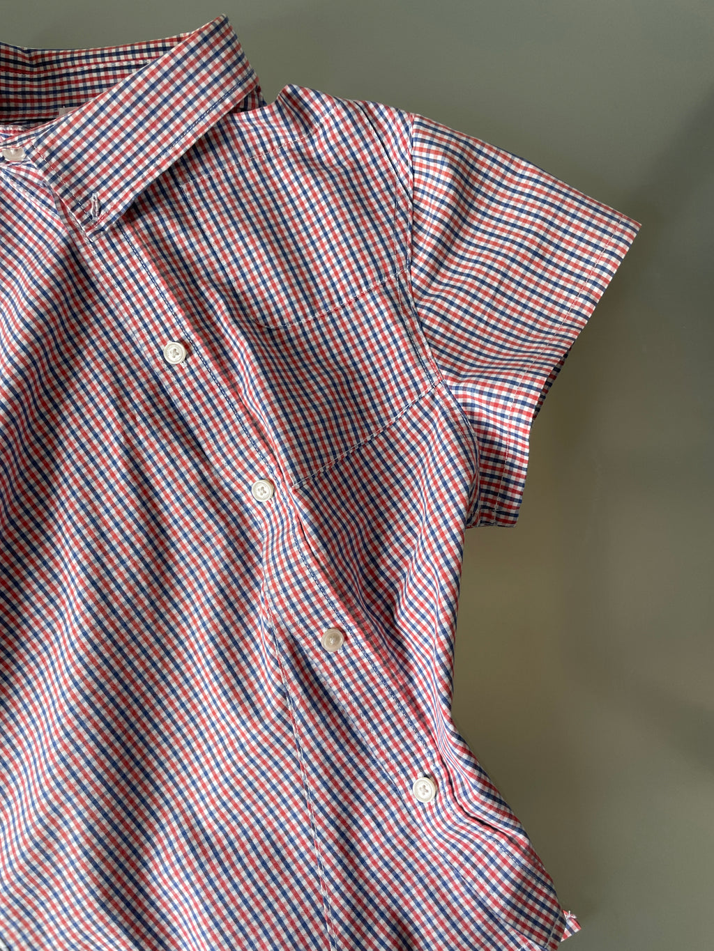 reworked patchwork gingham check blouse