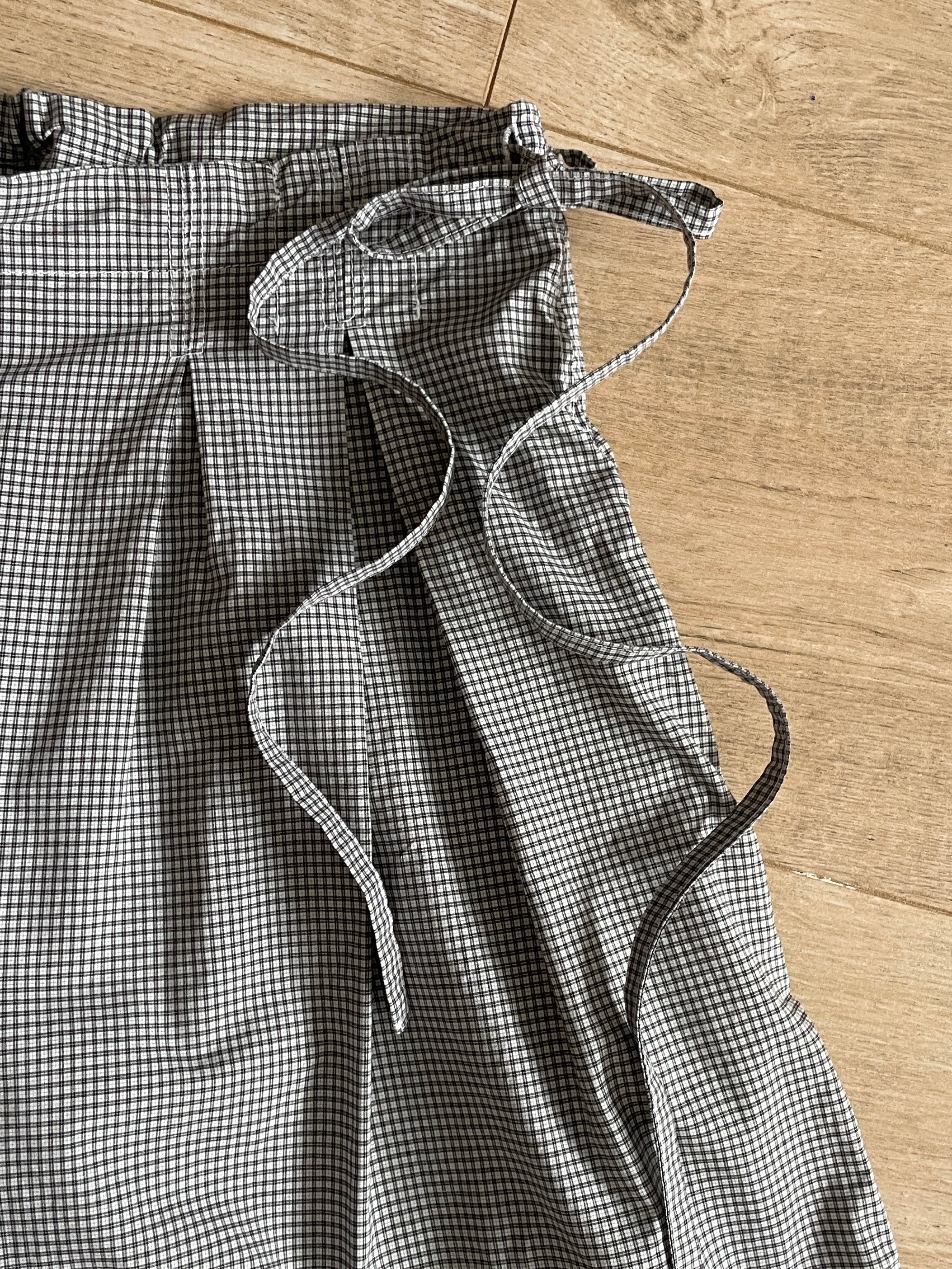handmade pleated grey black check baggy shorts with pockets