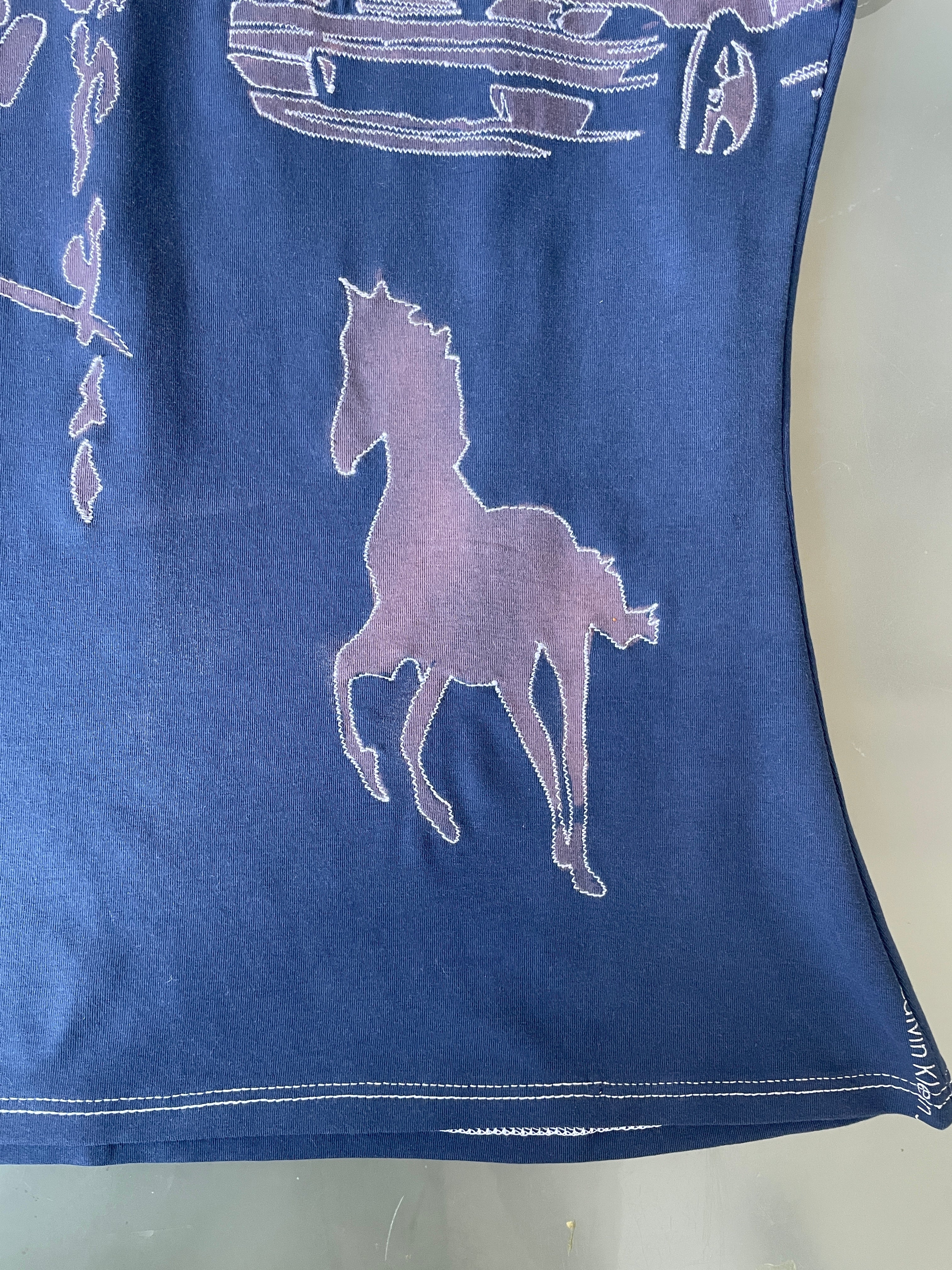 handmade bleach stencil print horse girl baby tee