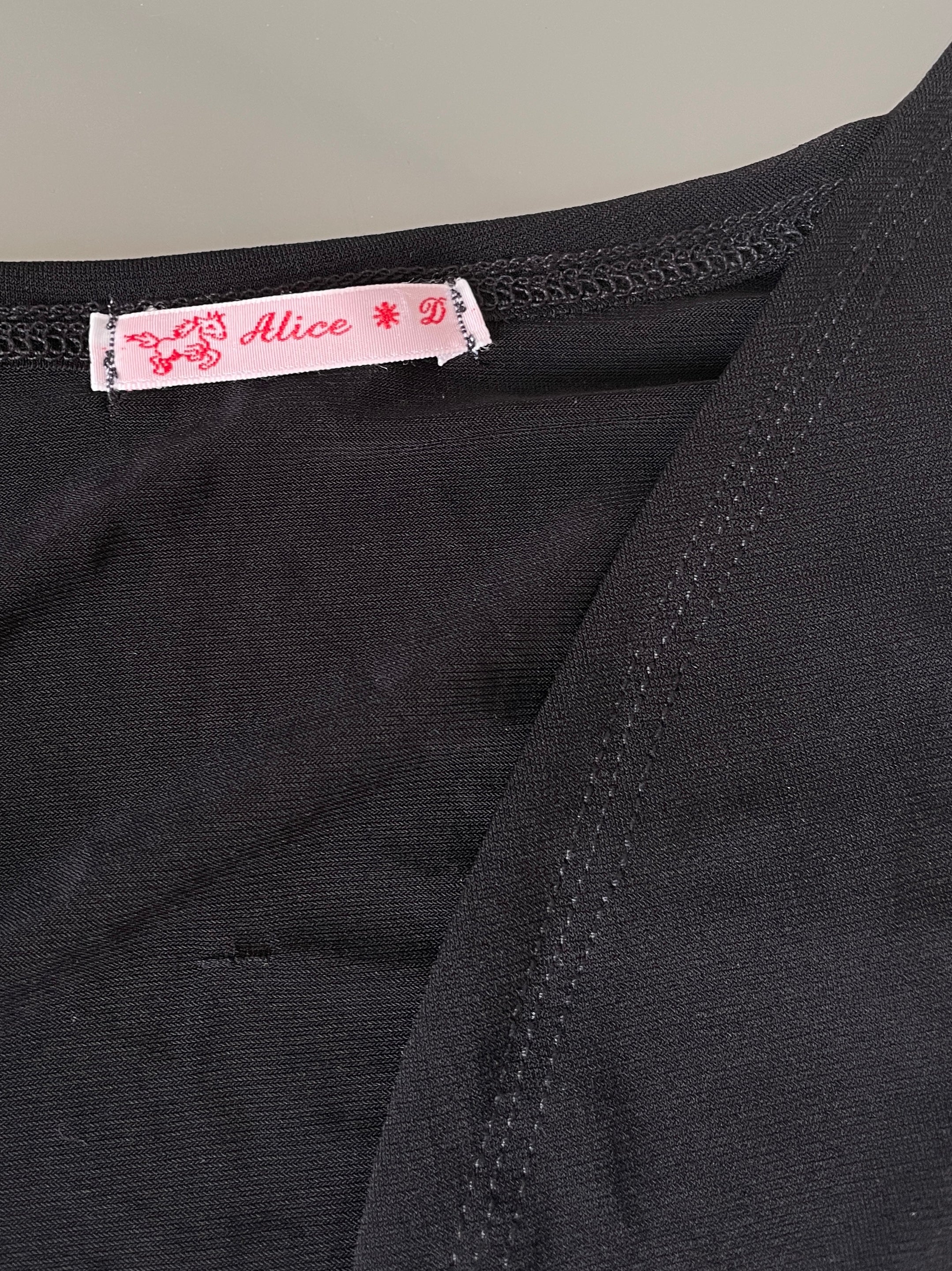 handmade slinky black ruched panel tie top