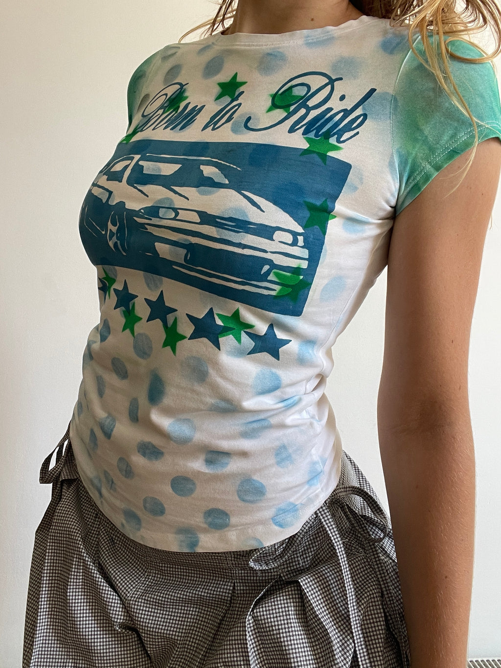 handmade screen print overlay polka graphic baby tee