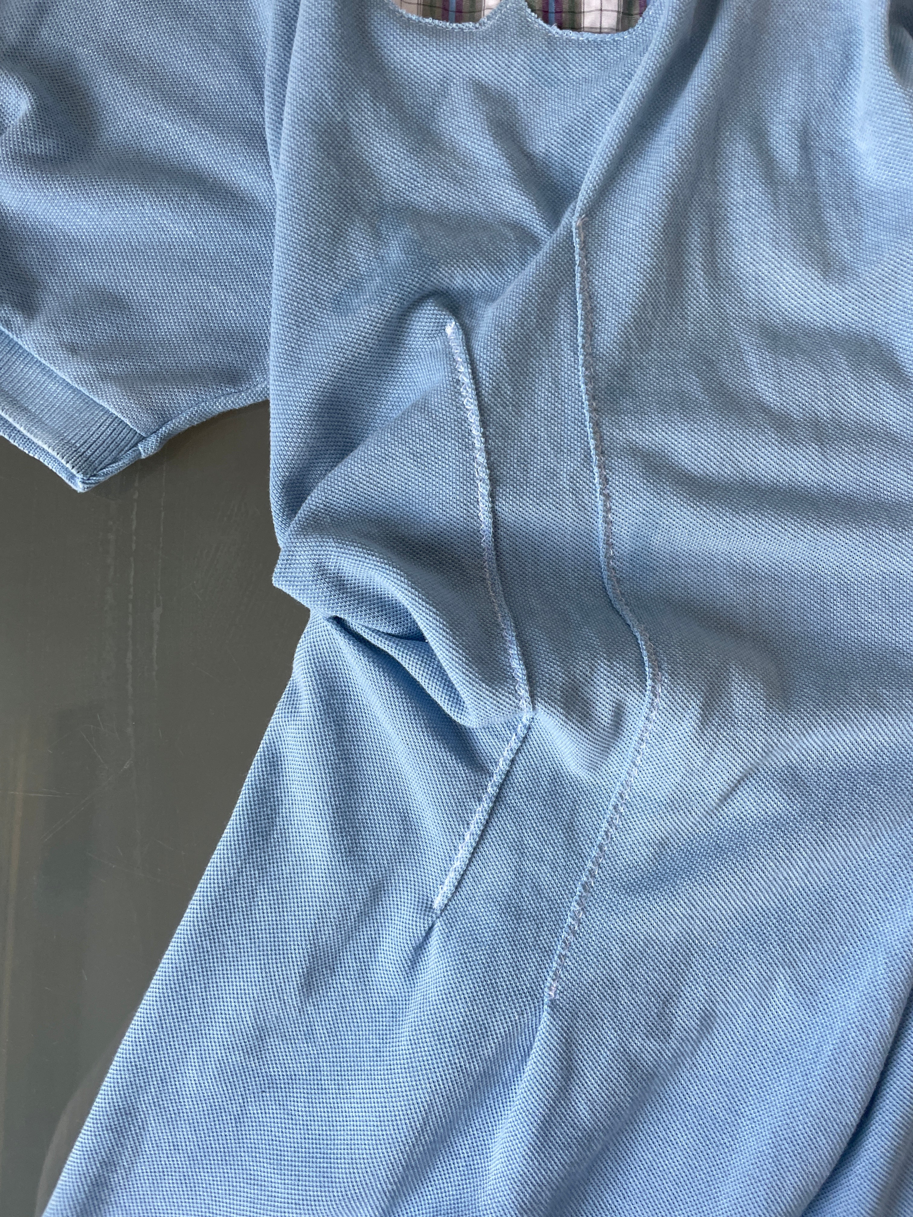 reworked baby blue sports number fitted polo shirt