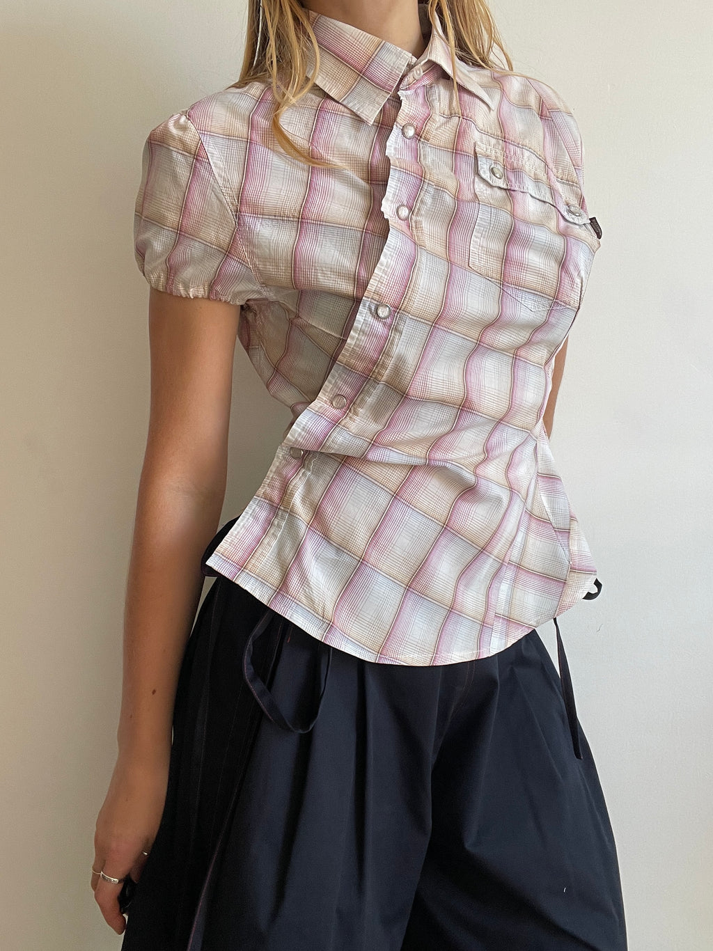 reworked vintage button up shirt with collar
