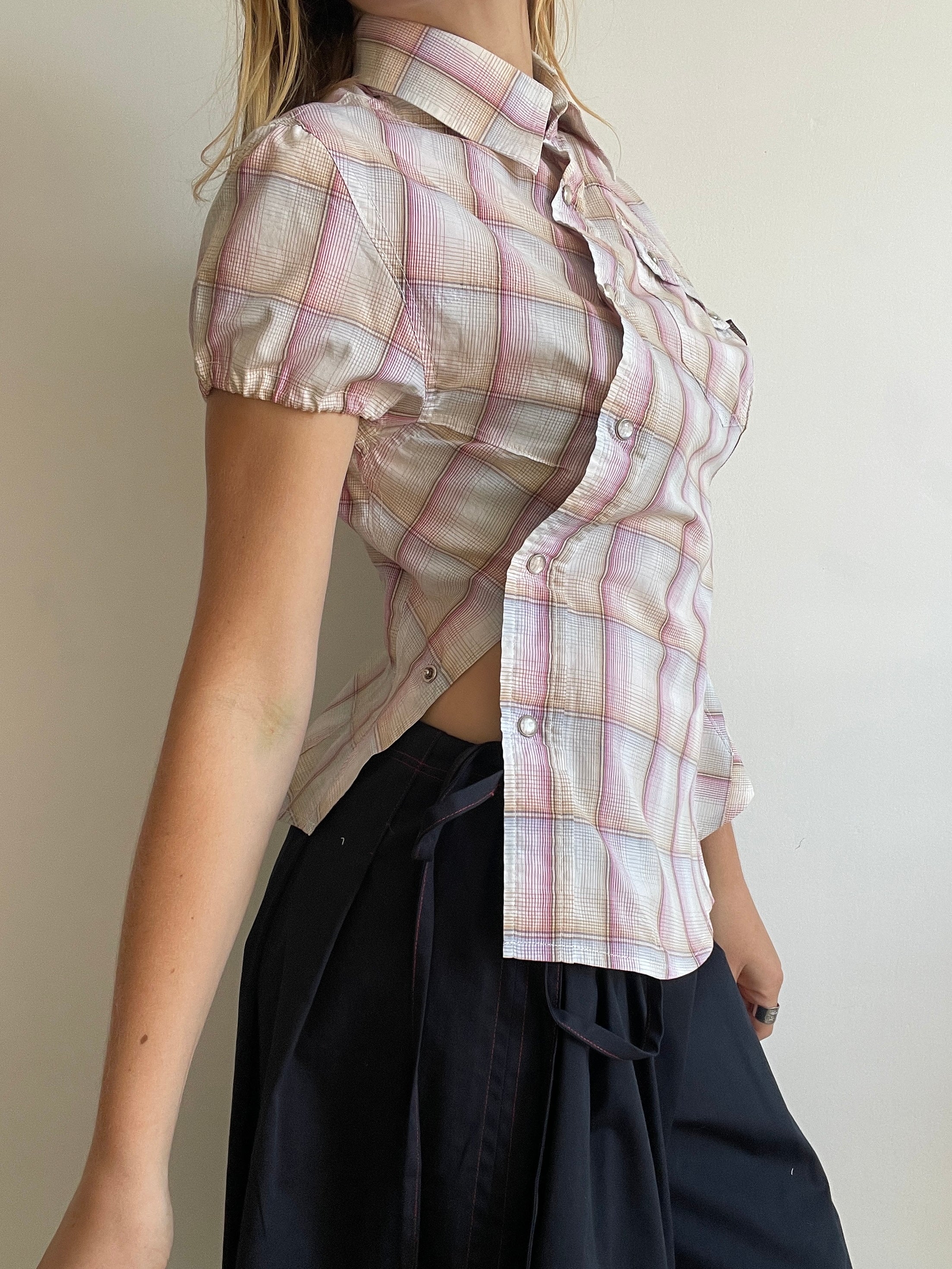 reworked vintage button up shirt with collar