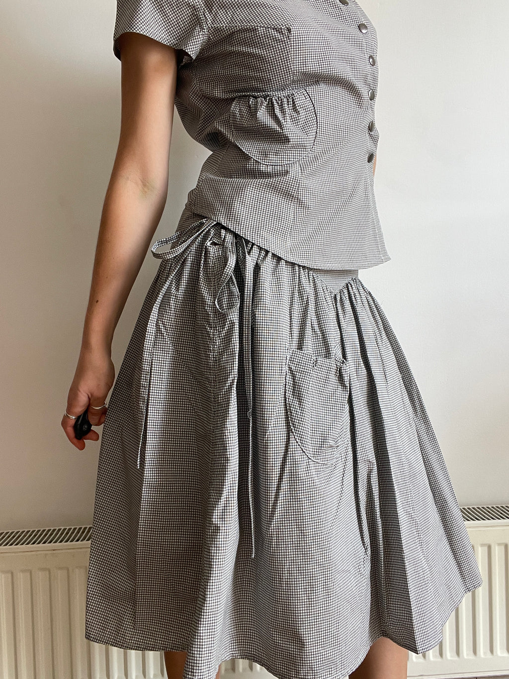 handmade matching set swishy asymmetrical skirt and shirt
