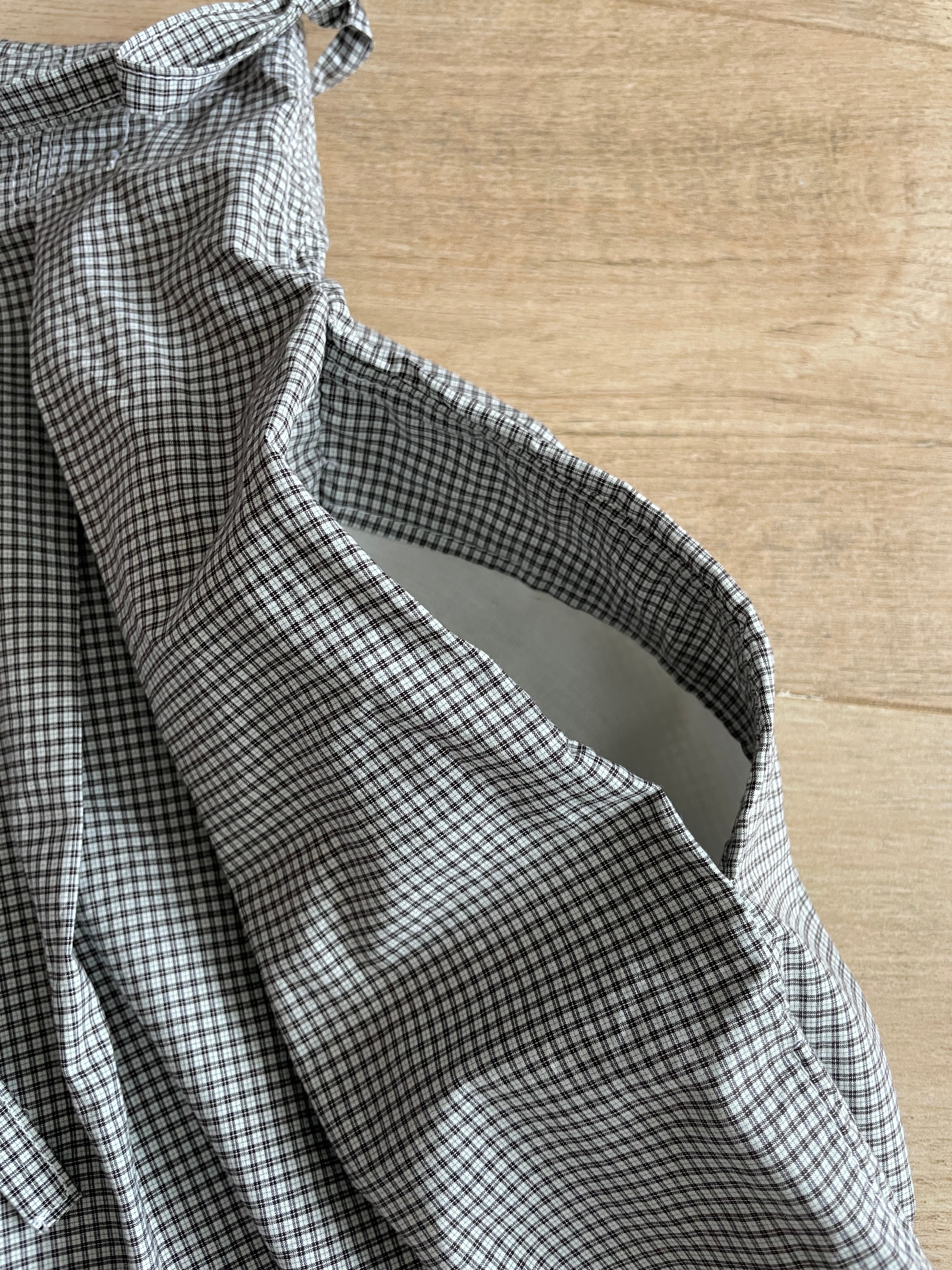handmade pleated grey black check baggy shorts with pockets