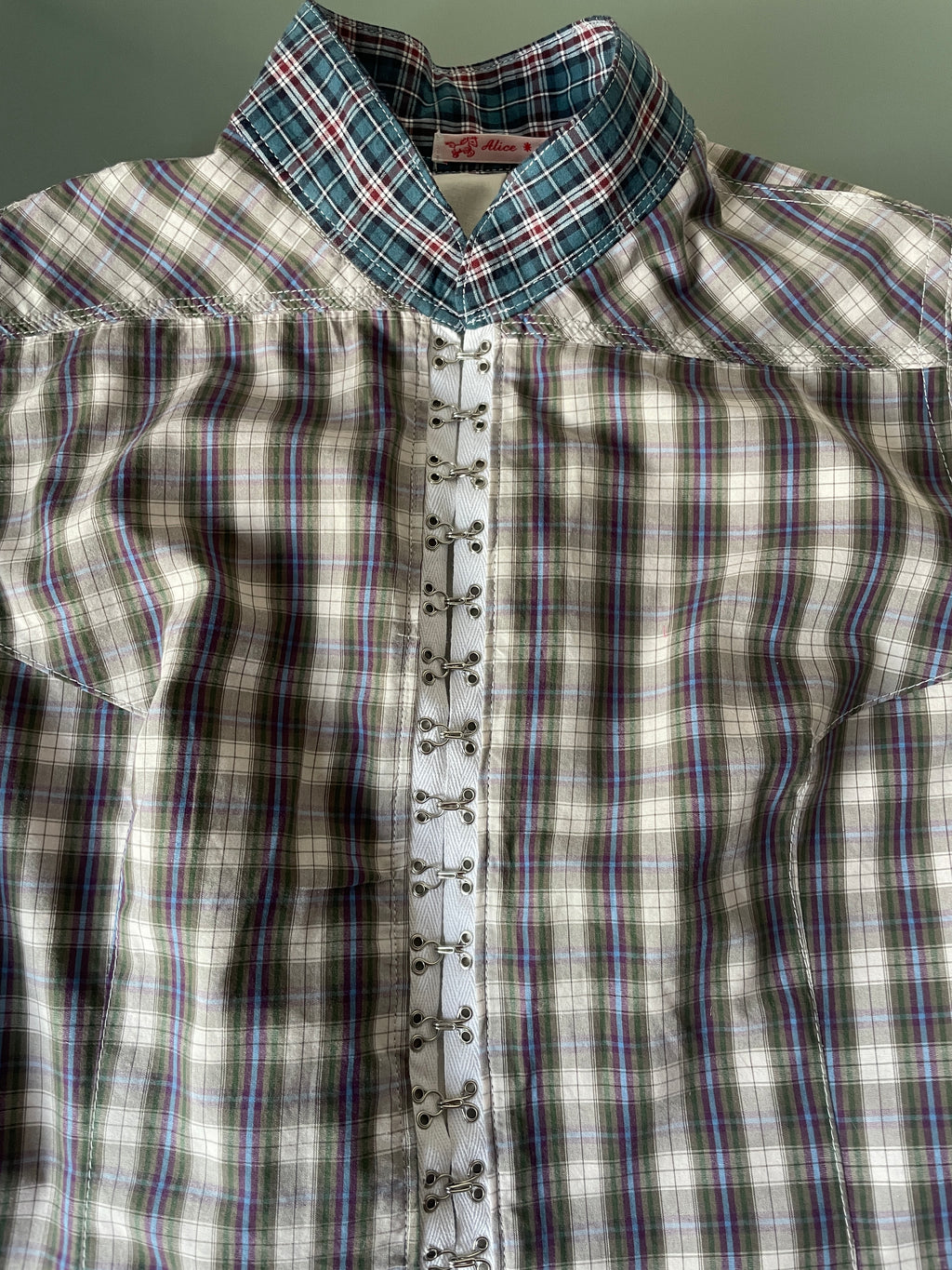 hook eye fitted checkered tartan shirt (lined)