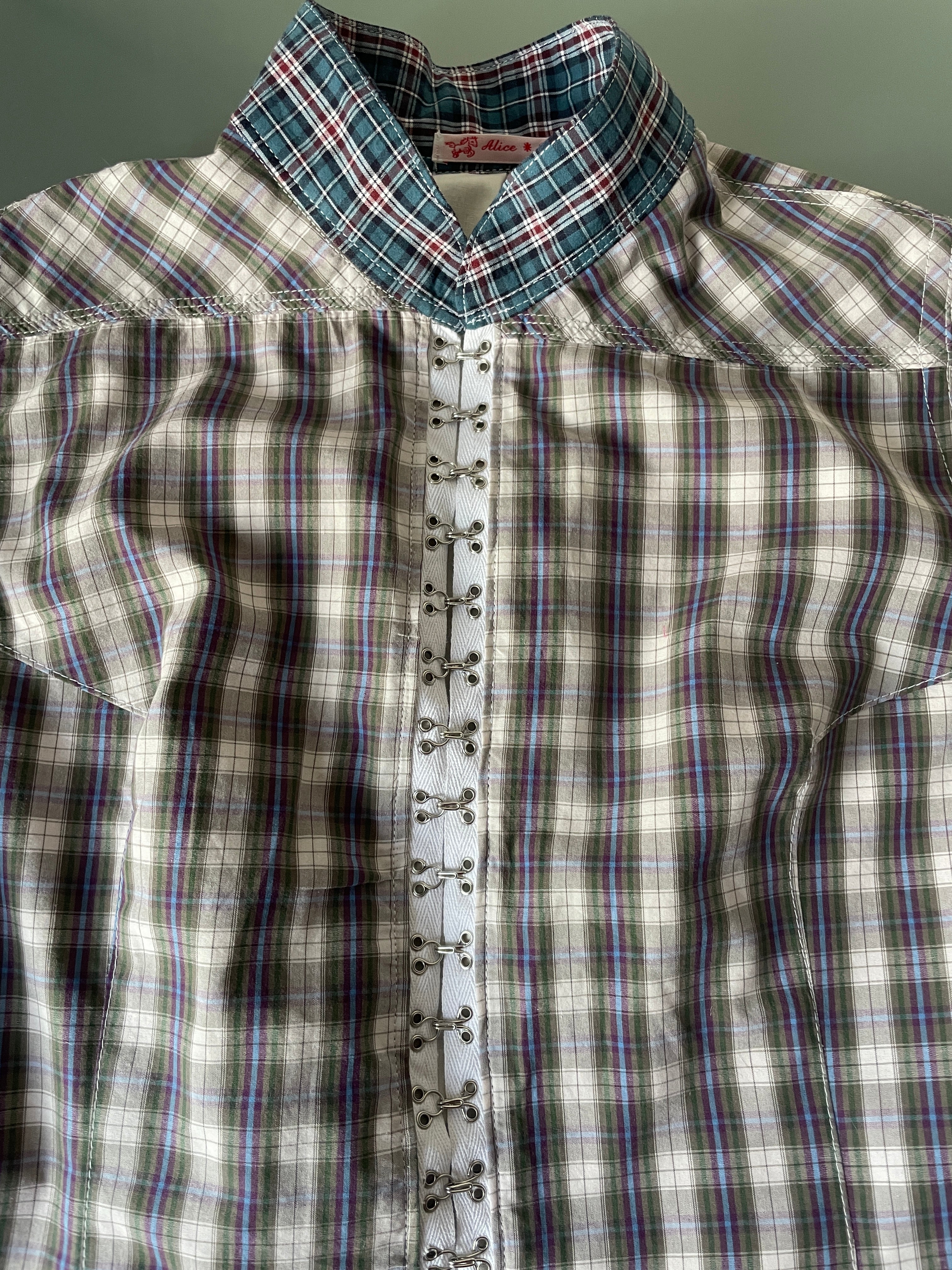 hook eye fitted checkered tartan shirt (lined)