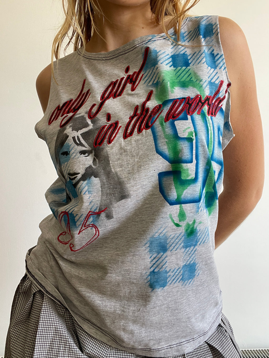 handmade airbrushed stencil only girl in the world tank top