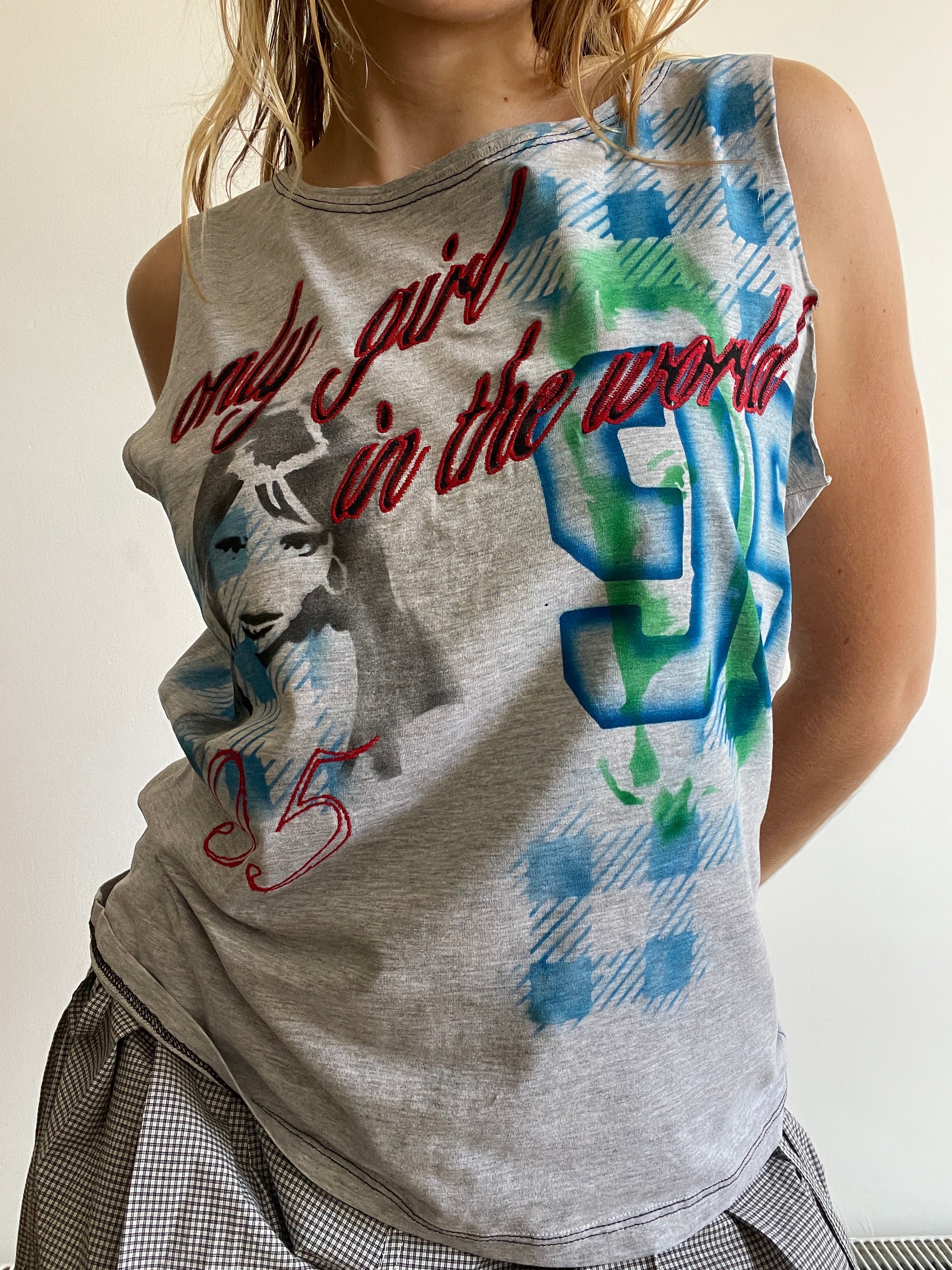 handmade airbrushed stencil only girl in the world tank top