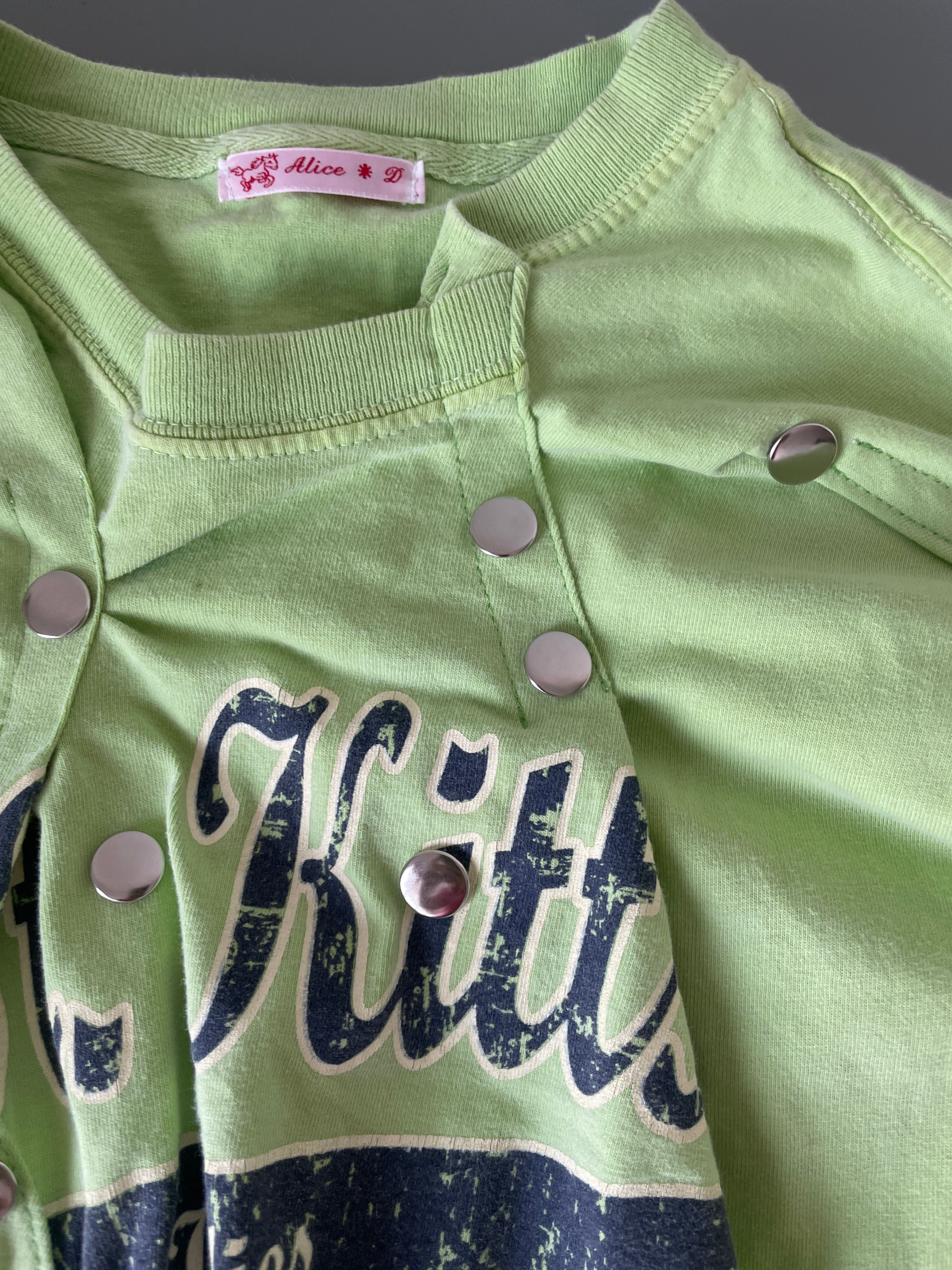 reworked gathered graphic tee with stud details