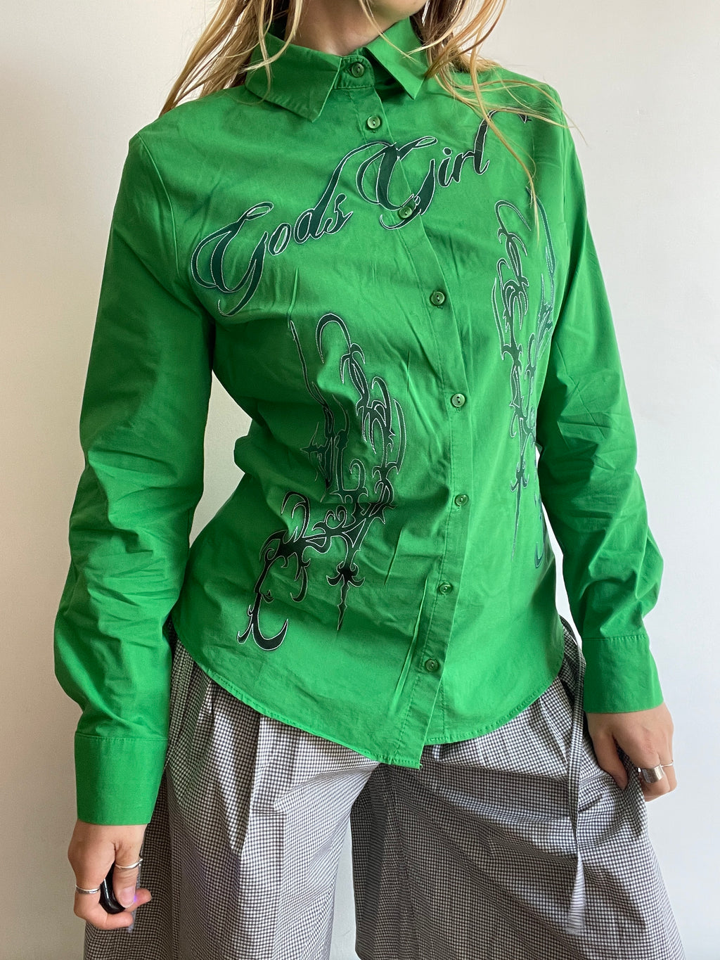reworked airbrushed gothic slogan fitted shirt