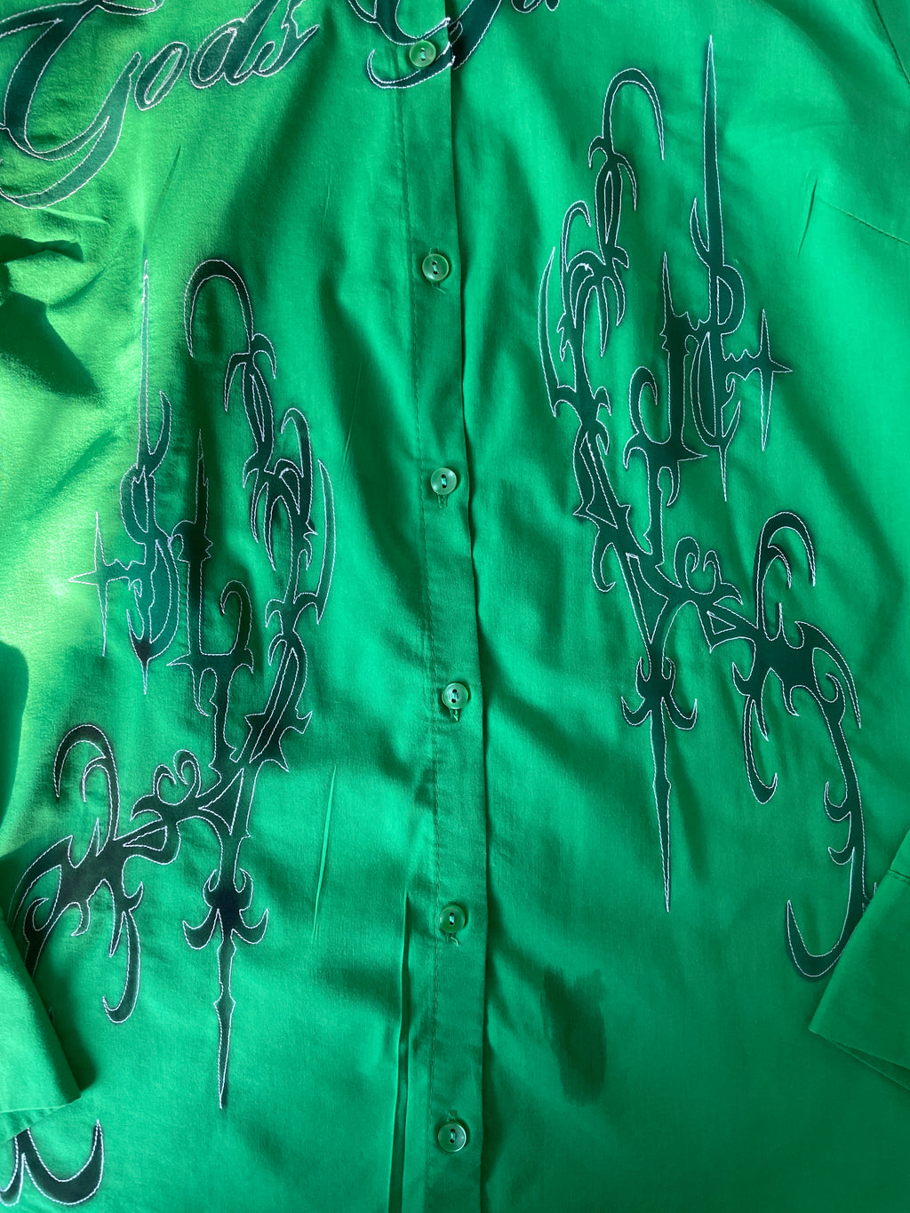 reworked airbrushed gothic slogan fitted shirt