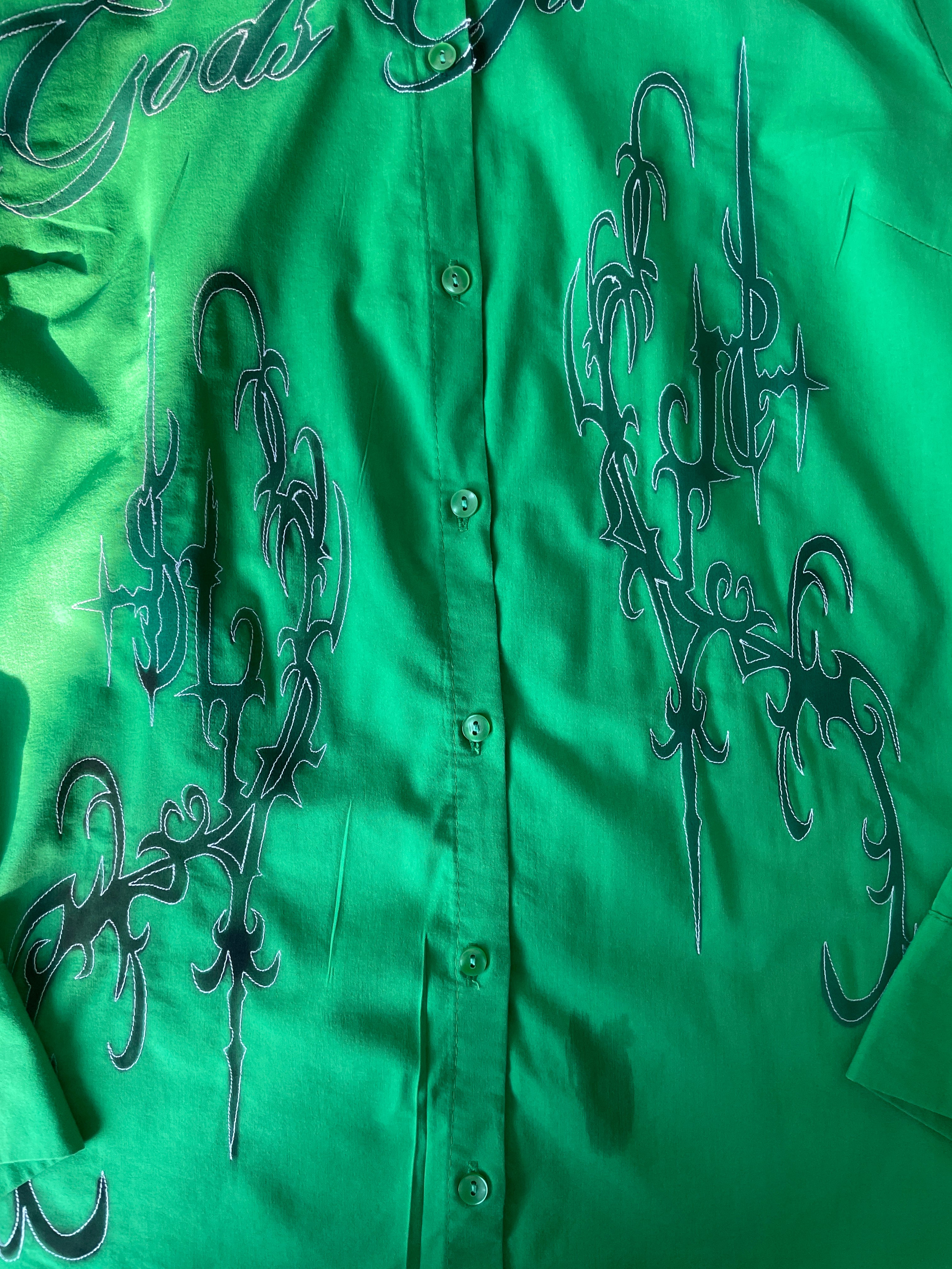reworked airbrushed gothic slogan fitted shirt