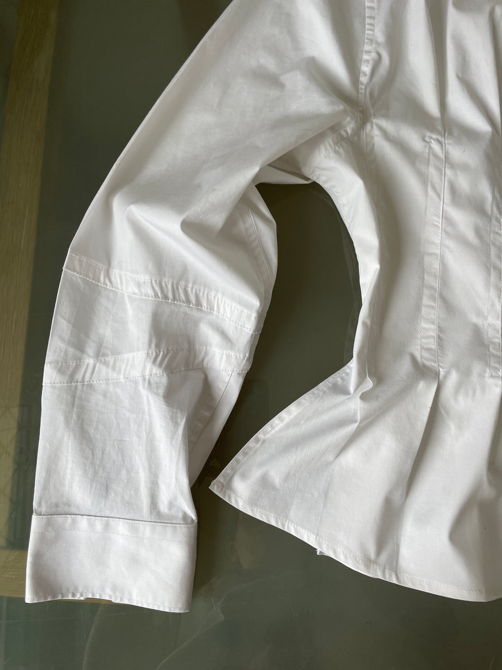 reworked white office pleated long sleeve shirt
