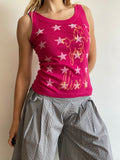 handmade screen printed star horse graphic tank top in pink