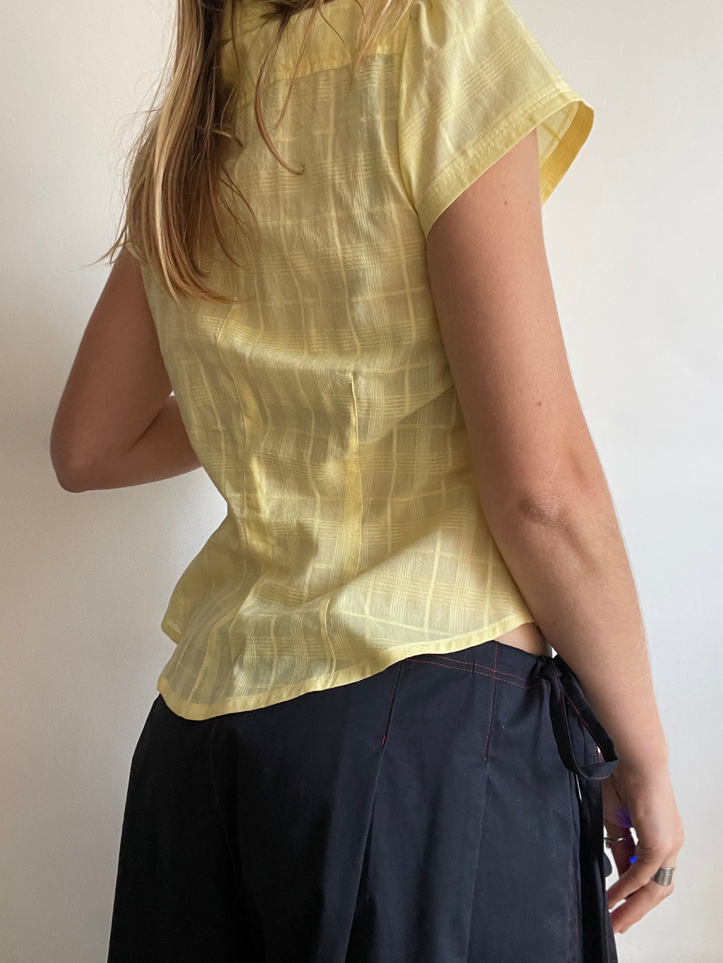 reworked yellow check blouse