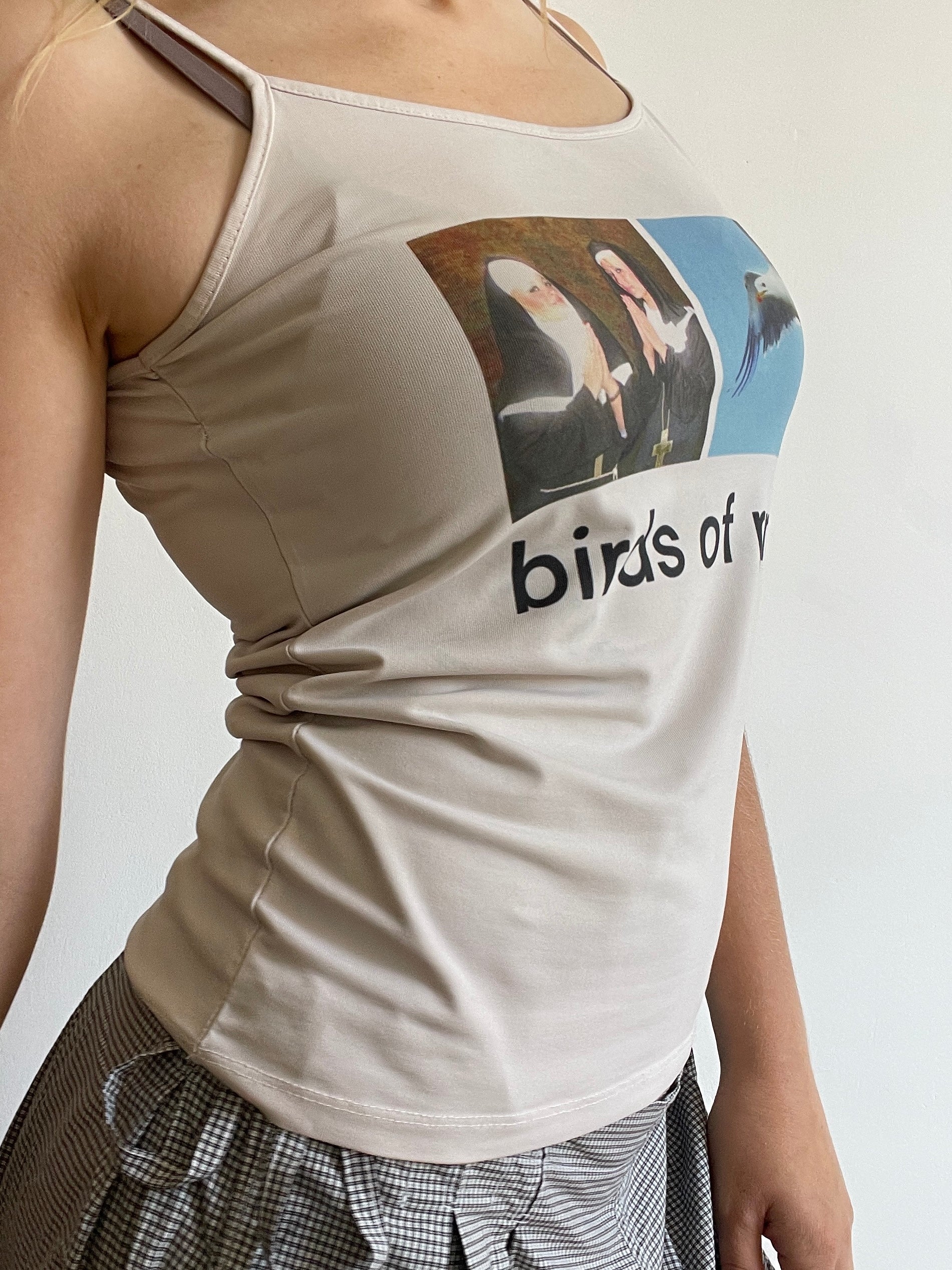 handmade slinky witty slogan graphic tank top