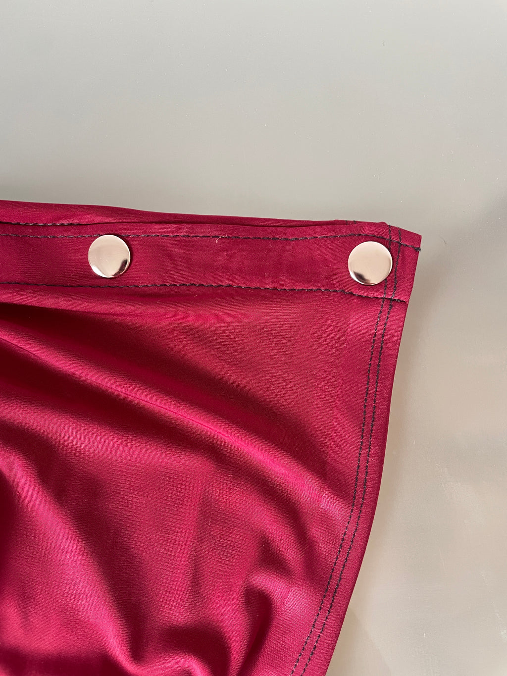 handmade wine red silver popper off shoulder multiwear top