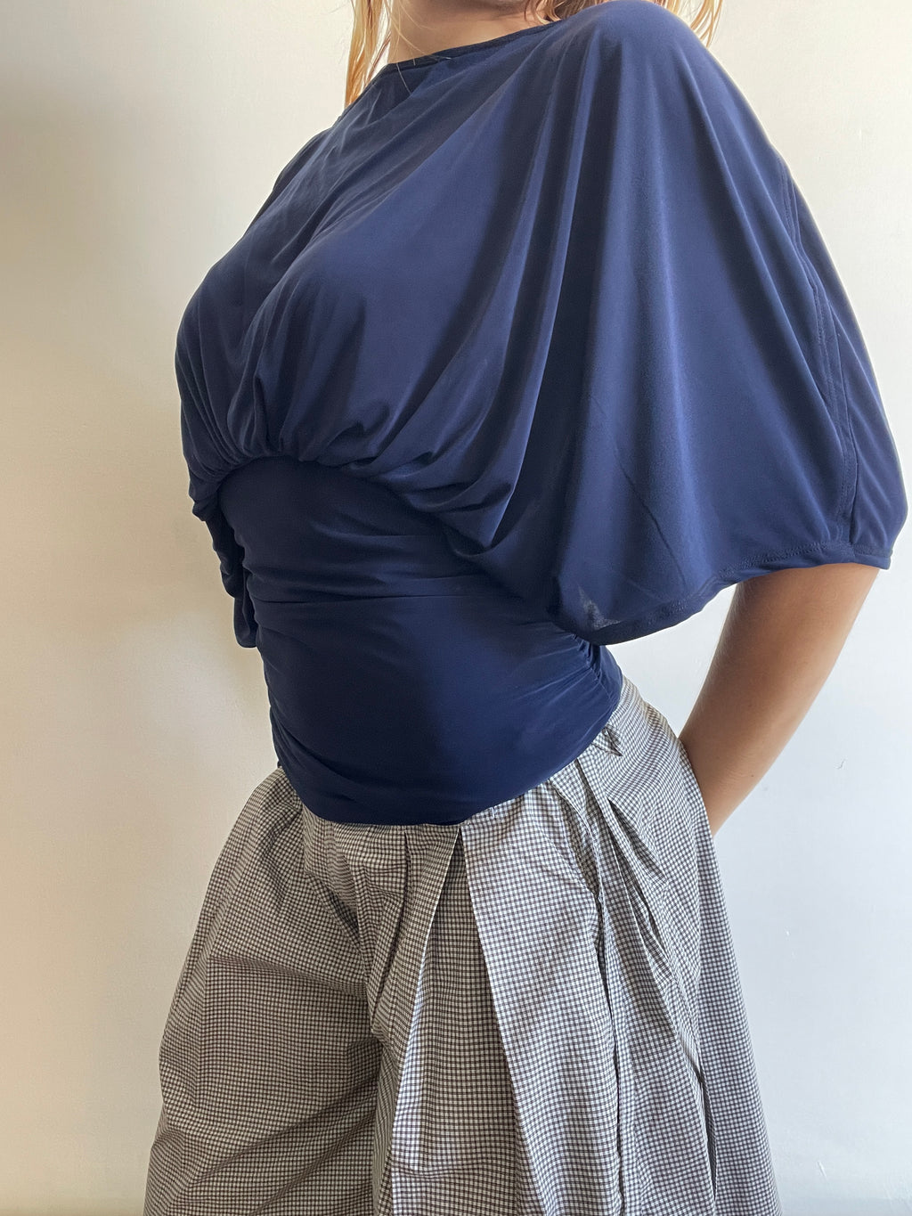handmade slinky ruched batwing slouch multiwear top