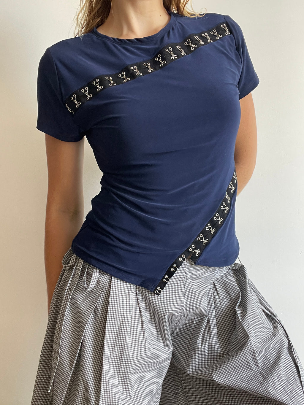 handmade slinky hook and eye asymmetrical t shirt