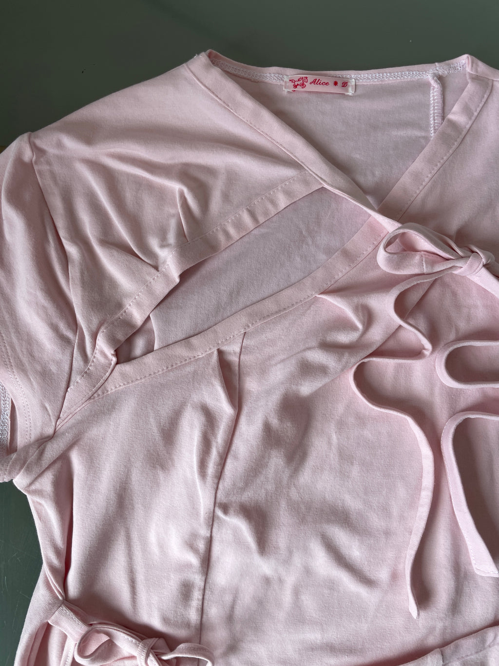 handmade pink ballet style tie up t shirt