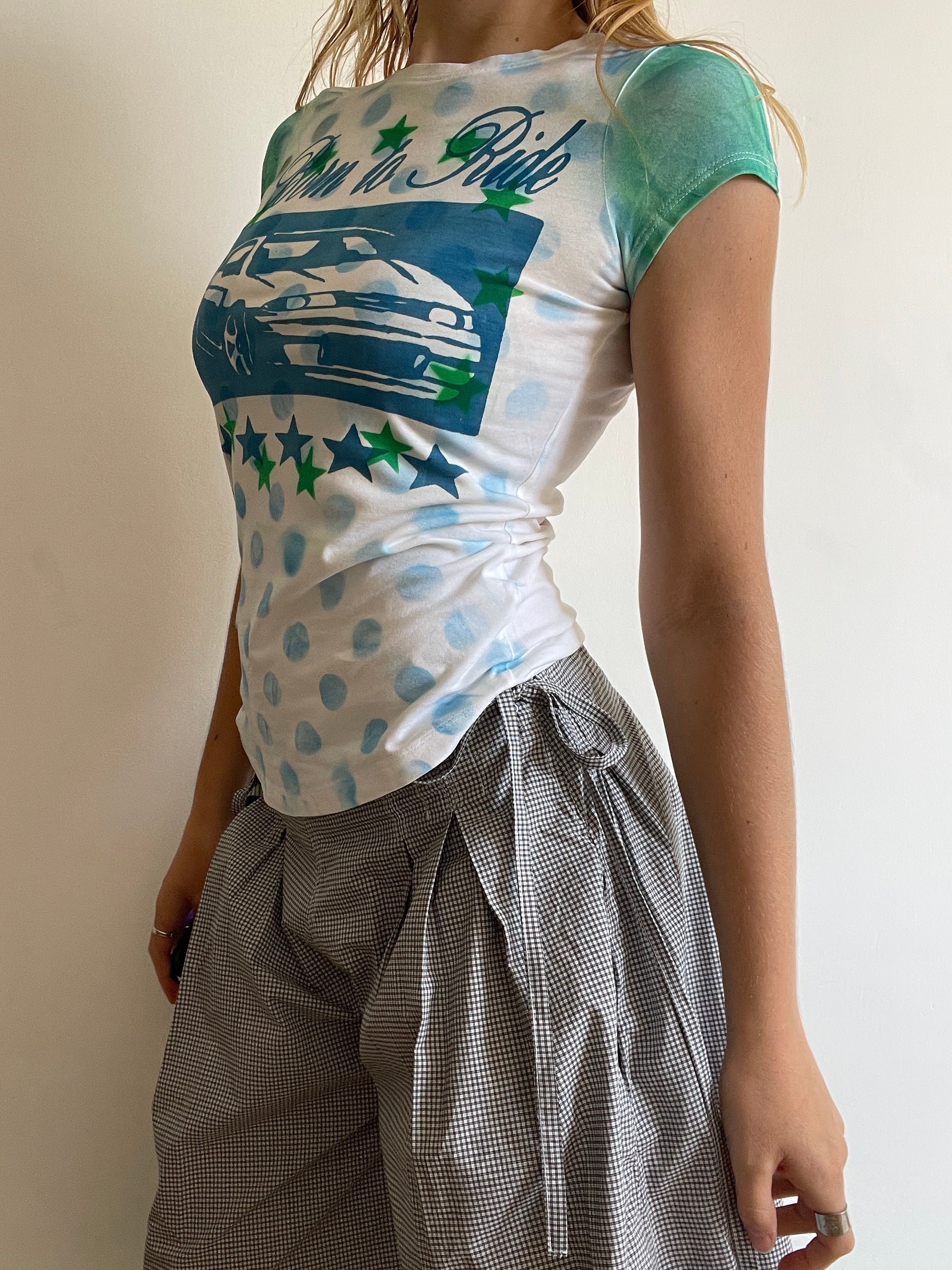 handmade screen print overlay polka graphic baby tee