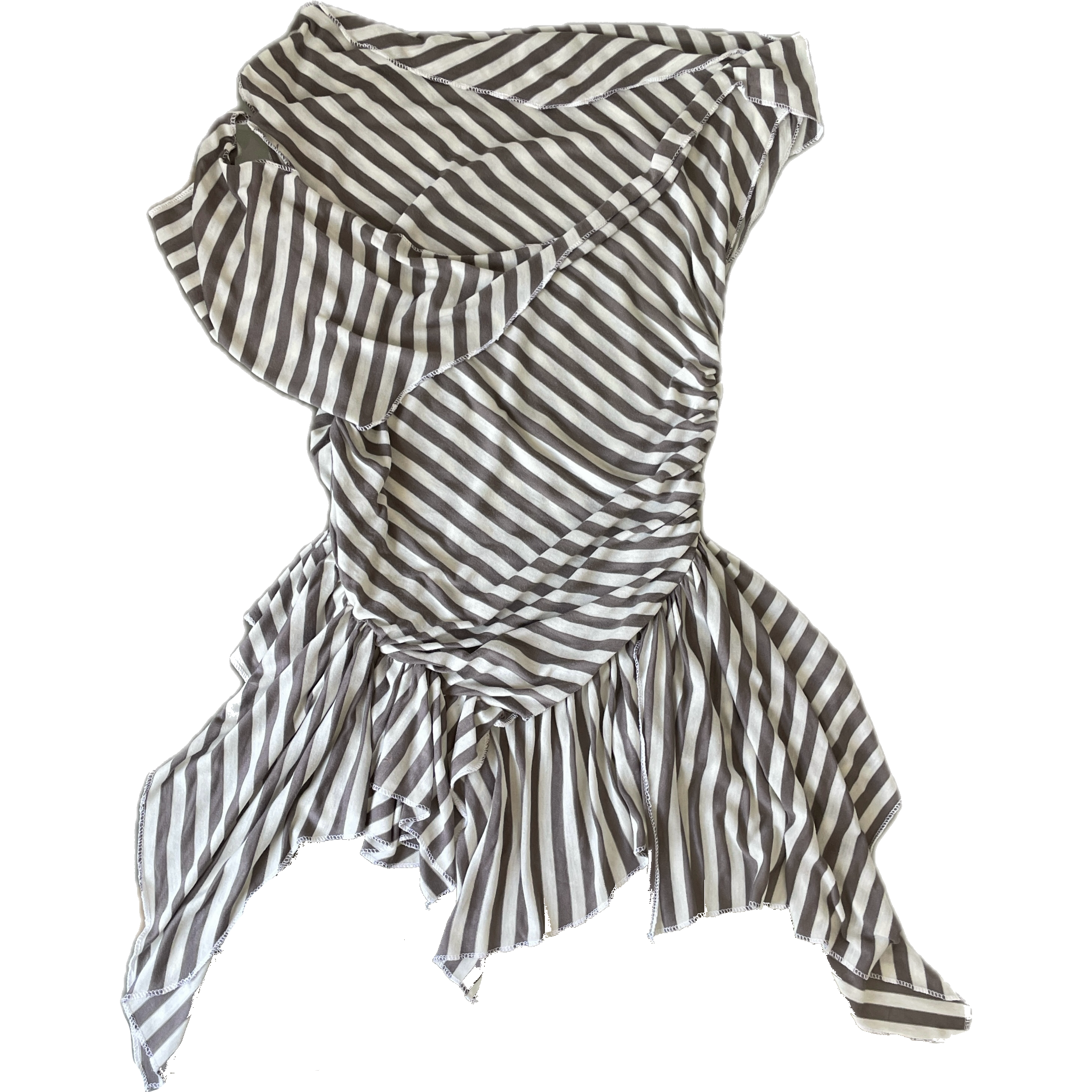 handmade asymmetrical pixie striped off the shoulder long fitted tunic top