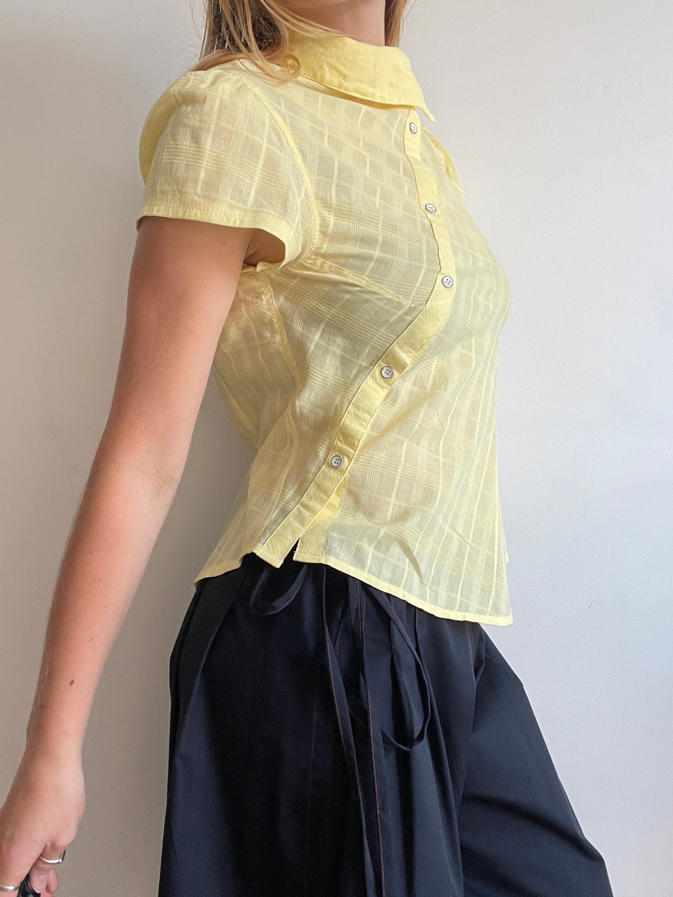 reworked yellow check blouse