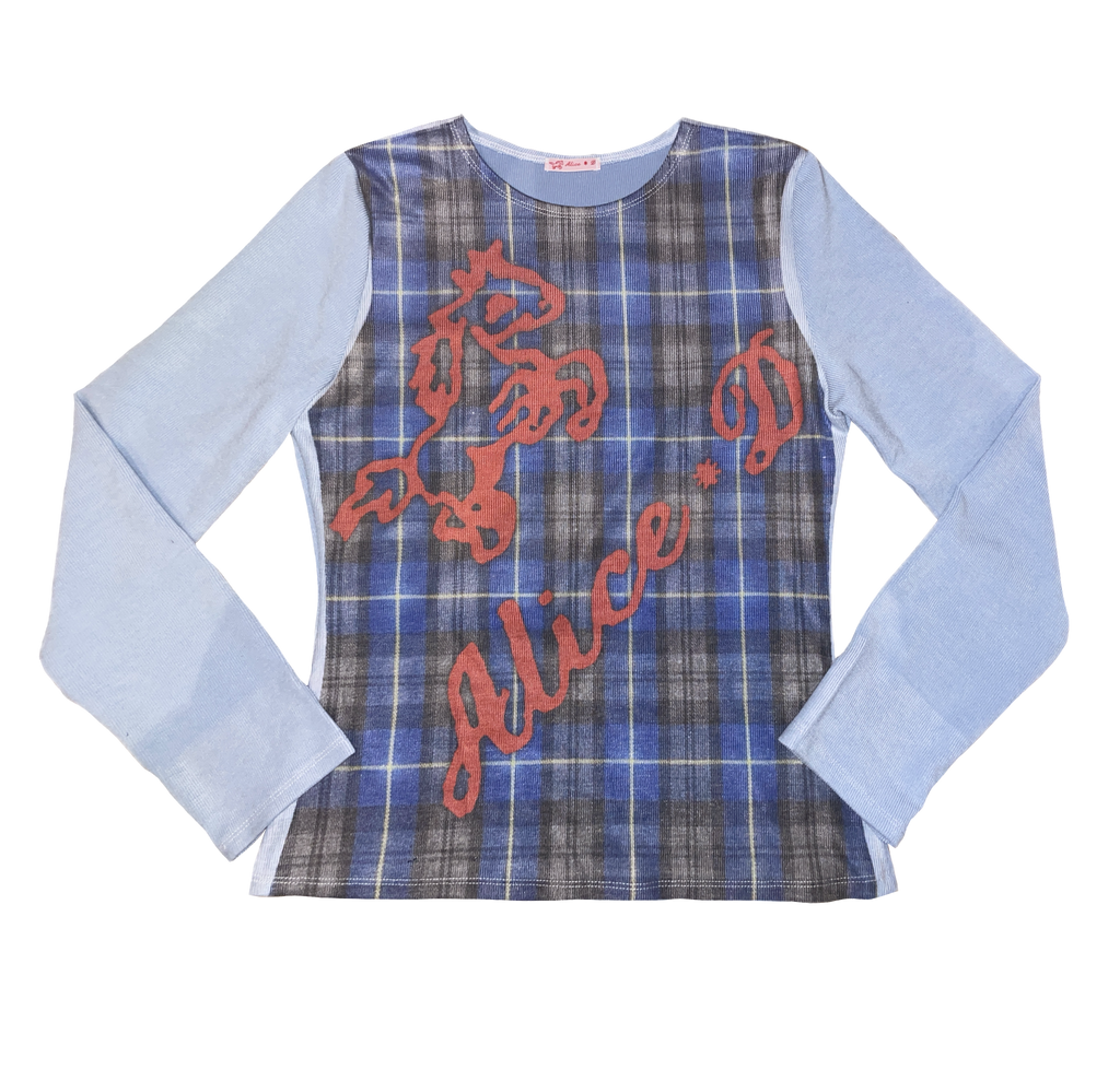 handmade digital printed tartan logo print longsleeve