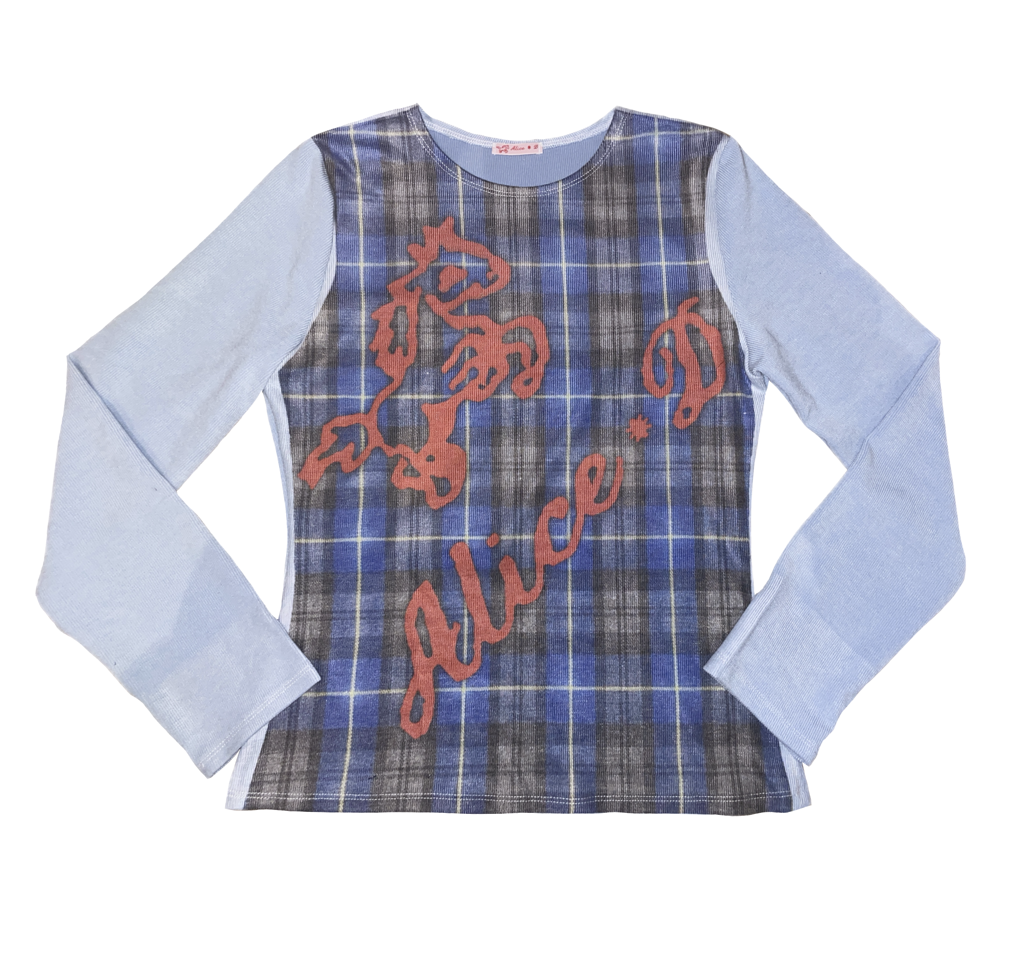 handmade digital printed tartan logo print longsleeve