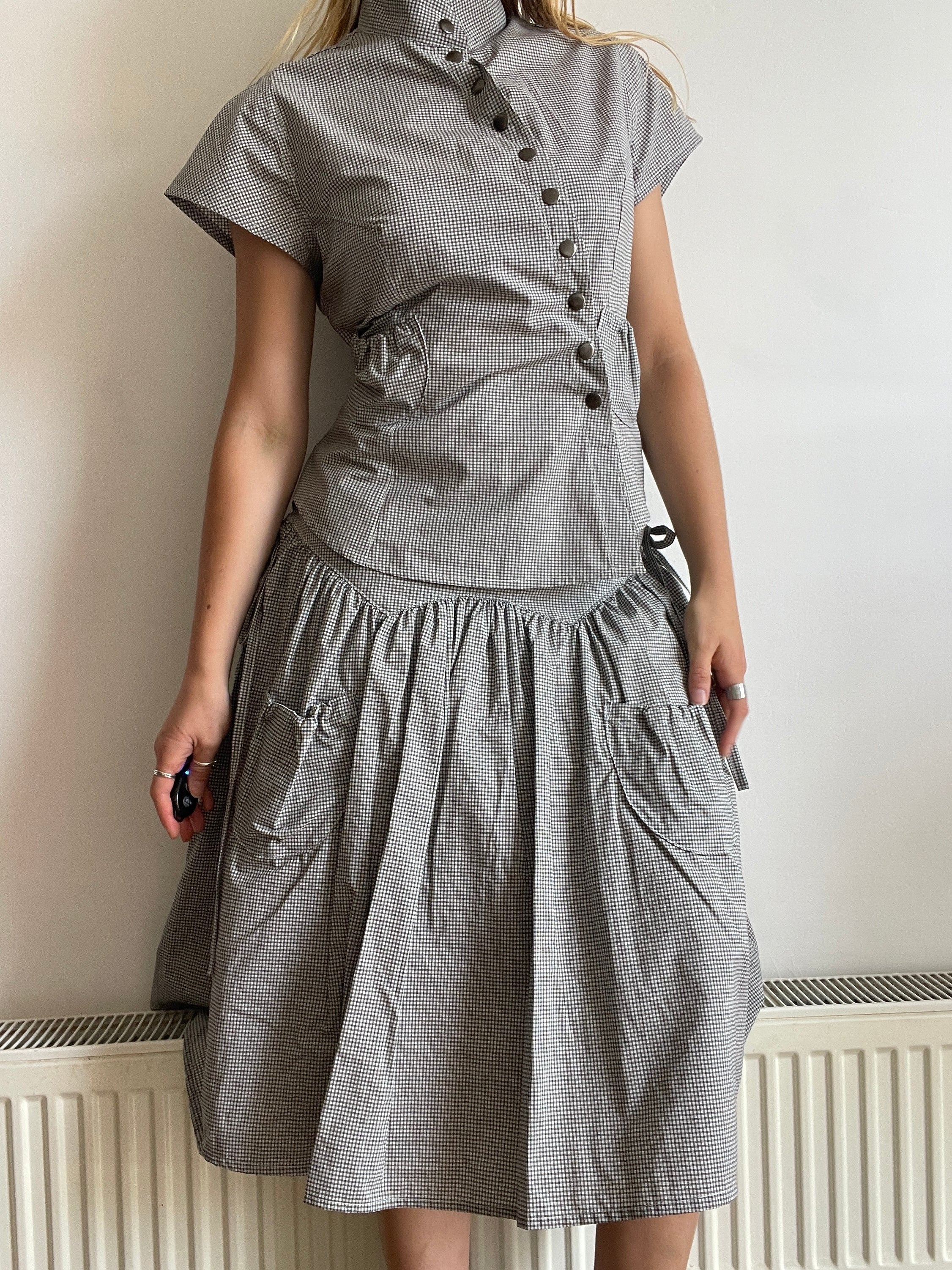 handmade matching set swishy asymmetrical skirt and shirt