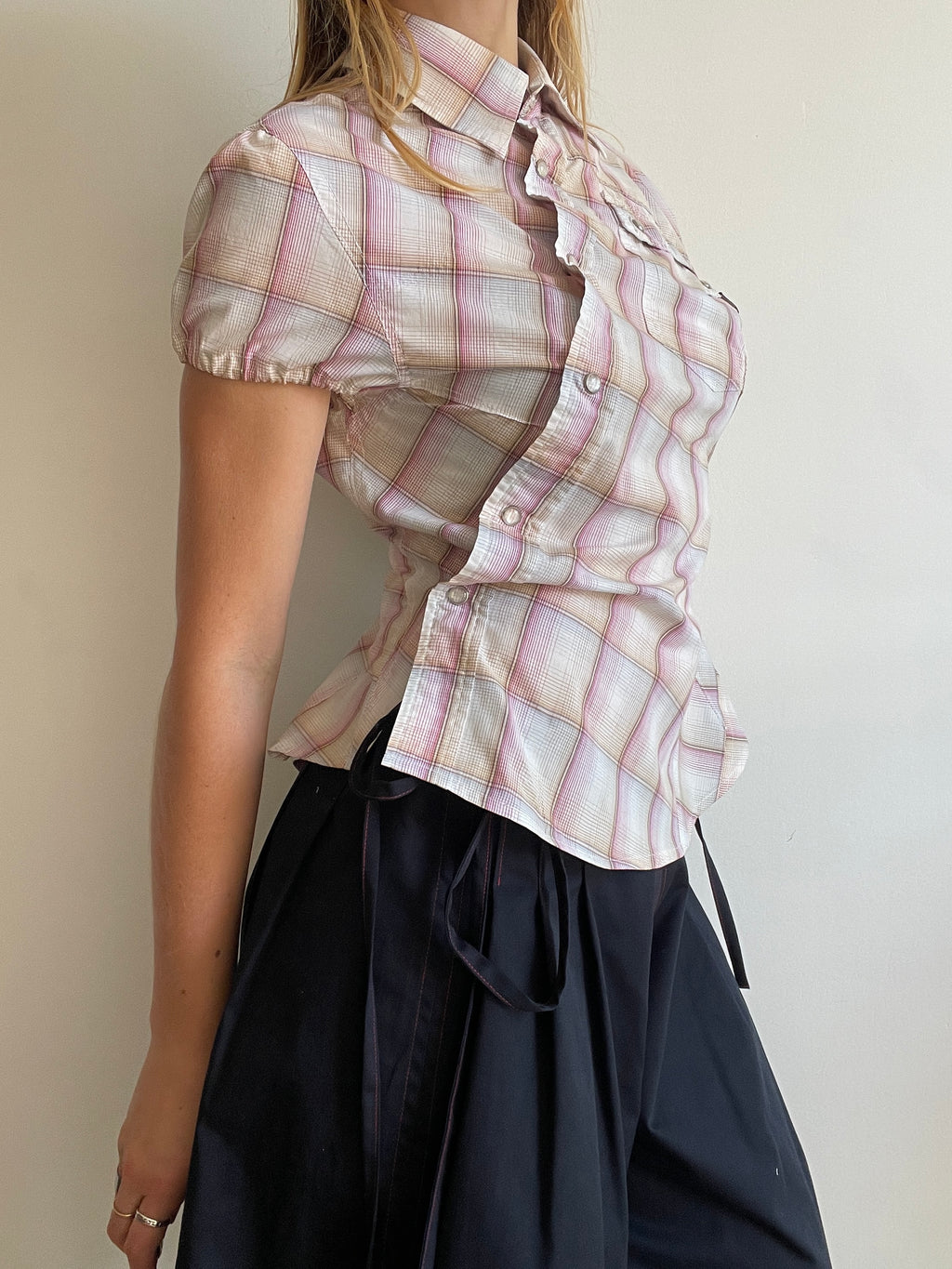 reworked vintage button up shirt with collar