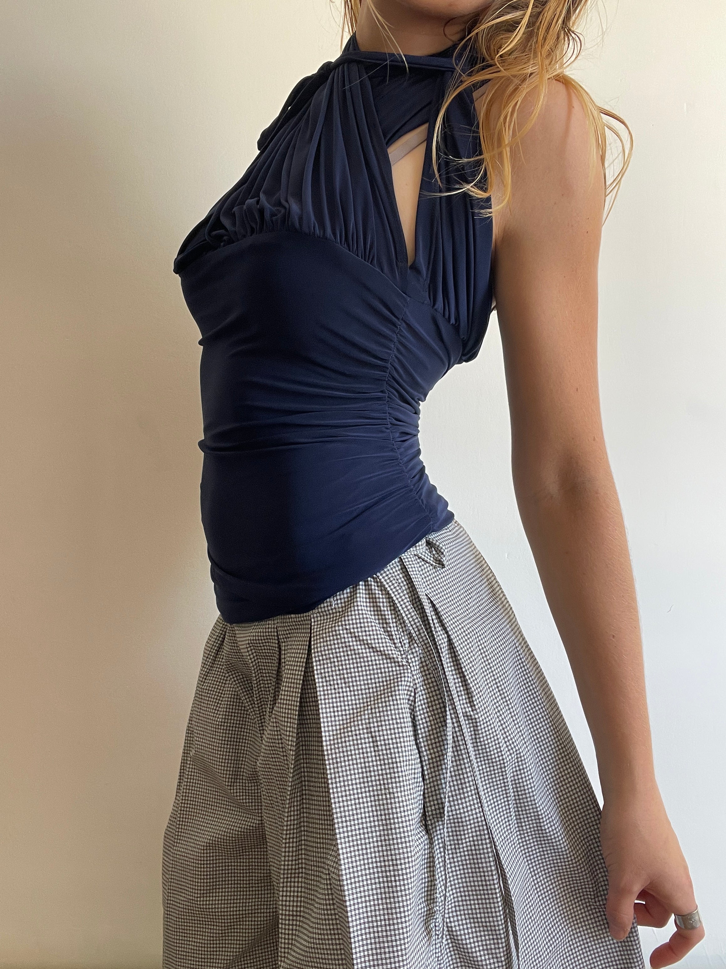 handmade slinky ruched batwing slouch multiwear top