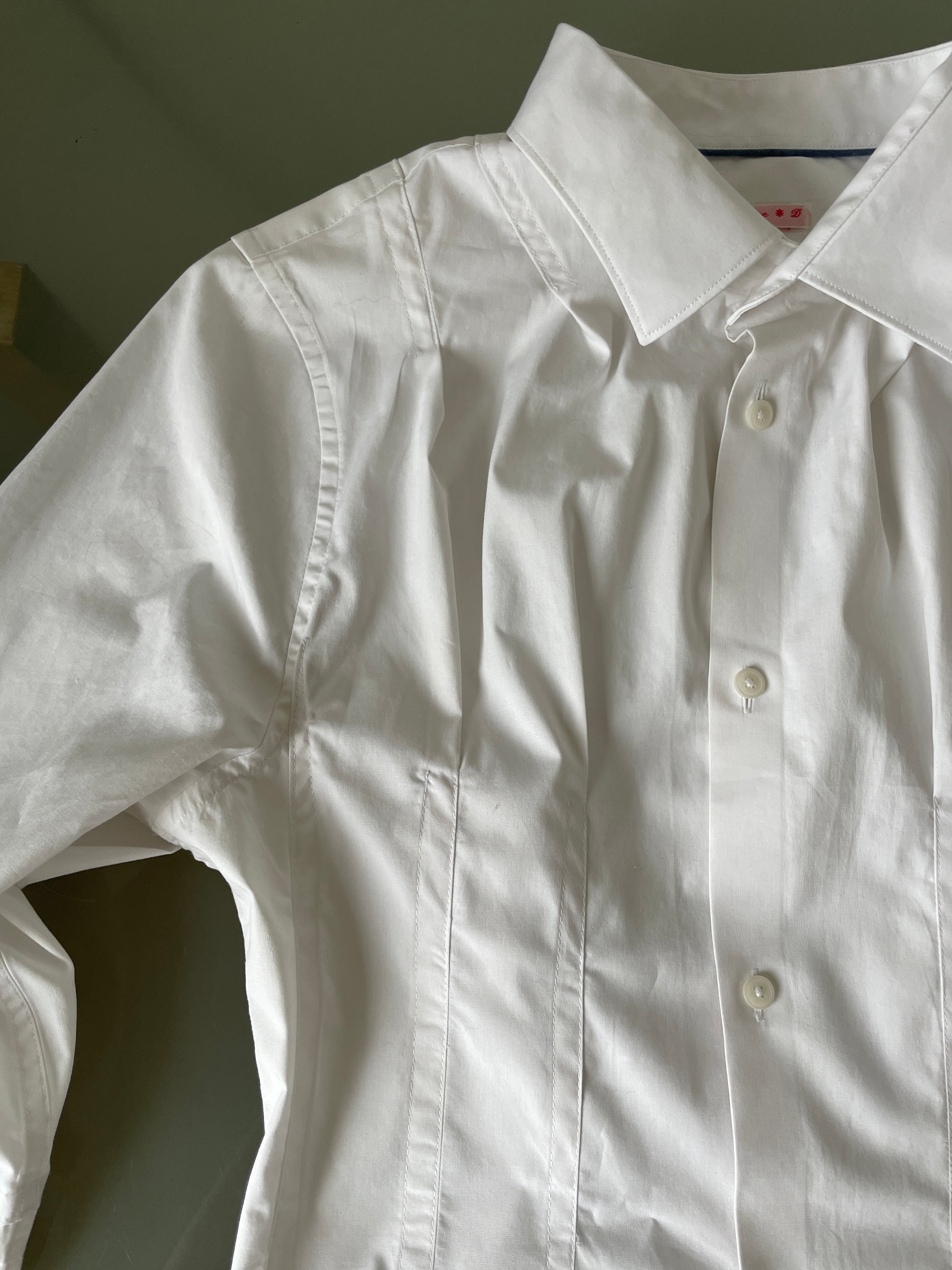 reworked white office pleated long sleeve shirt