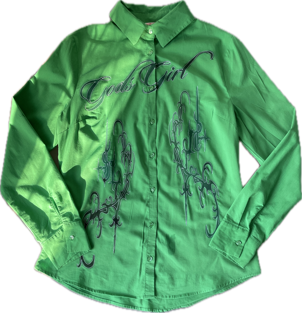 reworked airbrushed gothic slogan fitted shirt
