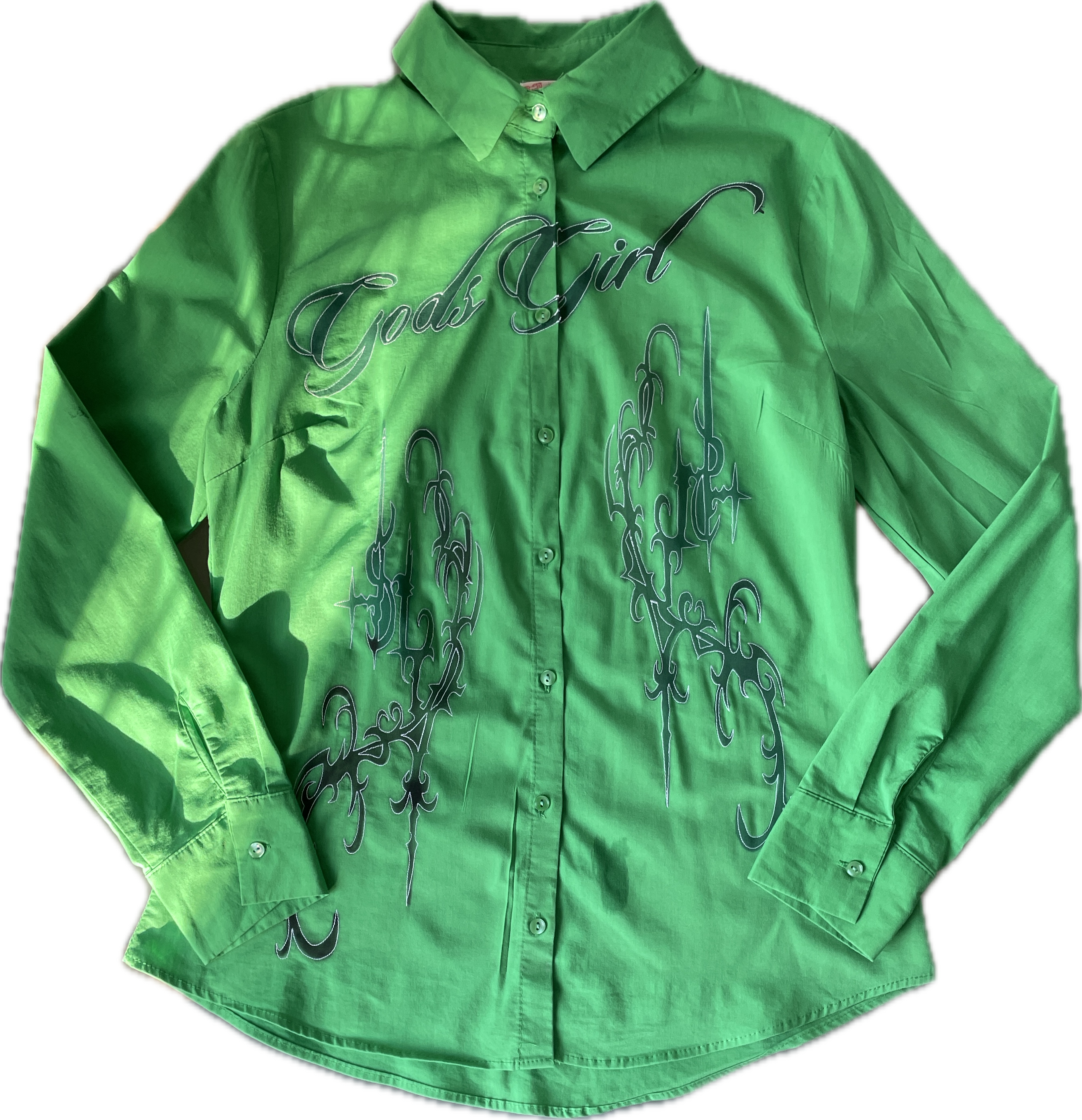 reworked airbrushed gothic slogan fitted shirt