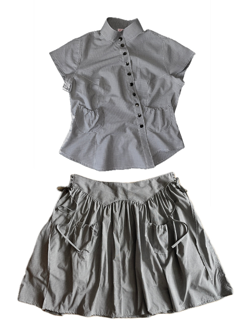 handmade matching set swishy asymmetrical skirt and shirt