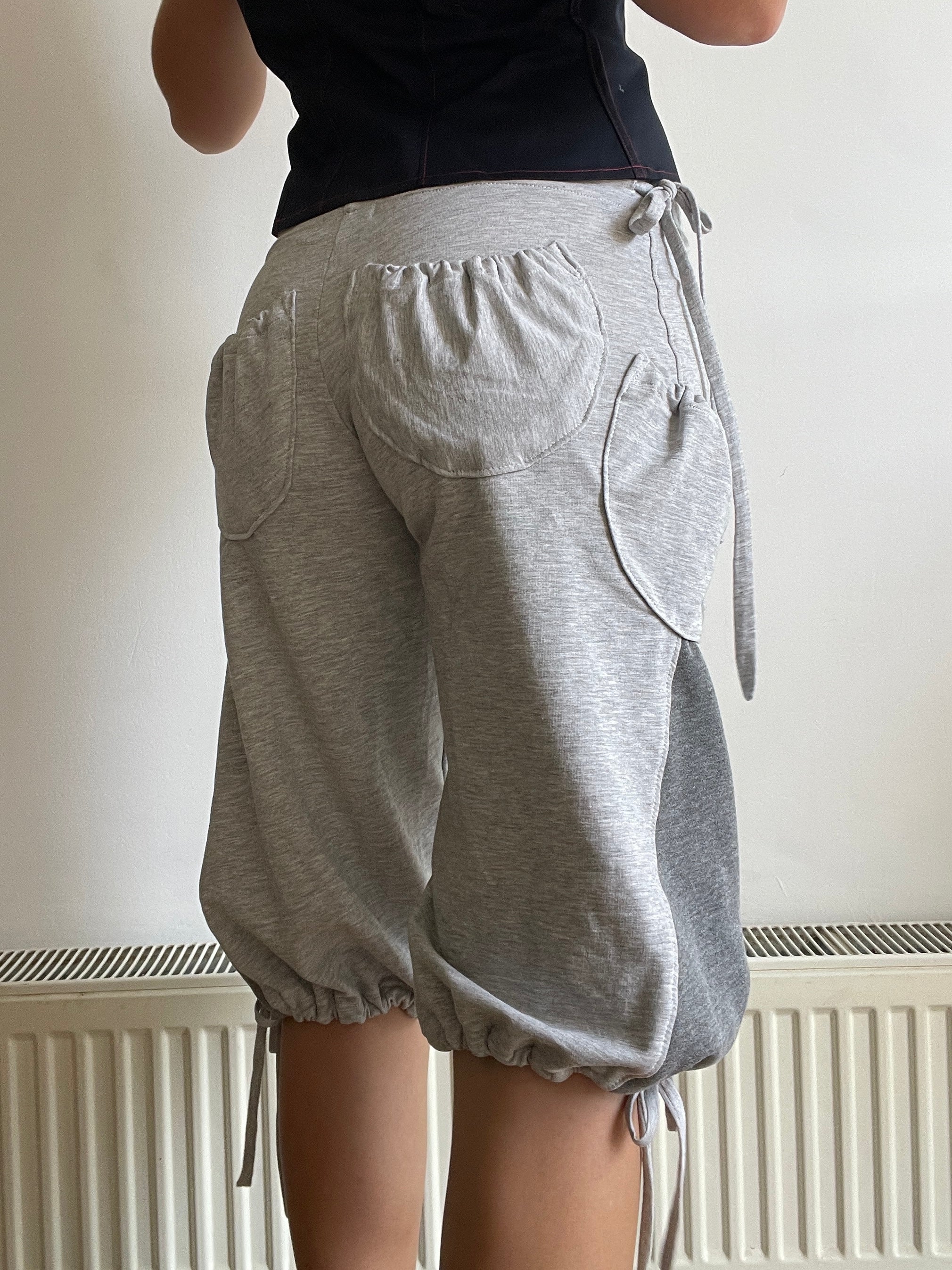 handmade grey jersey pocket cargo style slinky capri pants