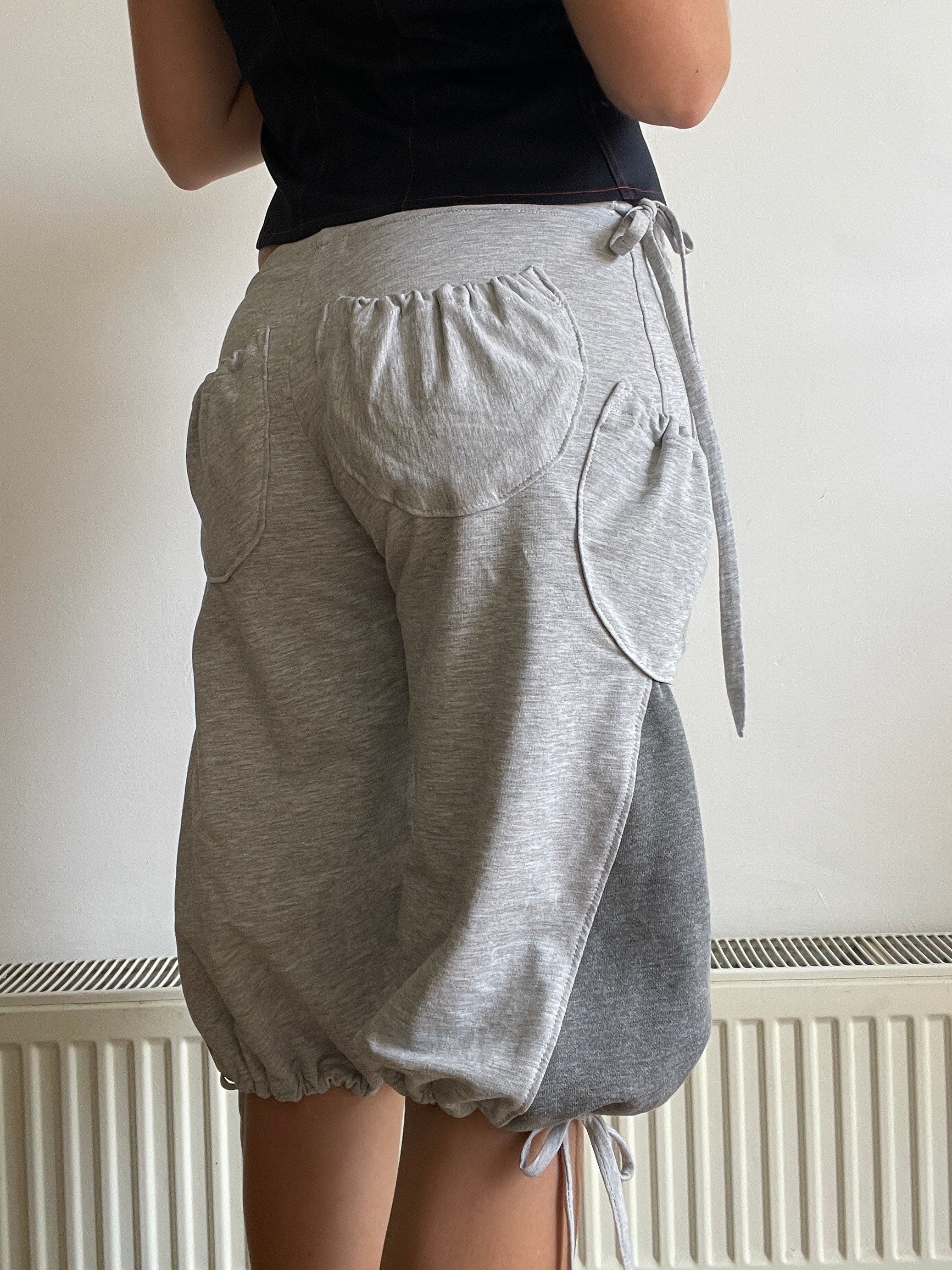 handmade grey jersey pocket cargo style slinky capri pants