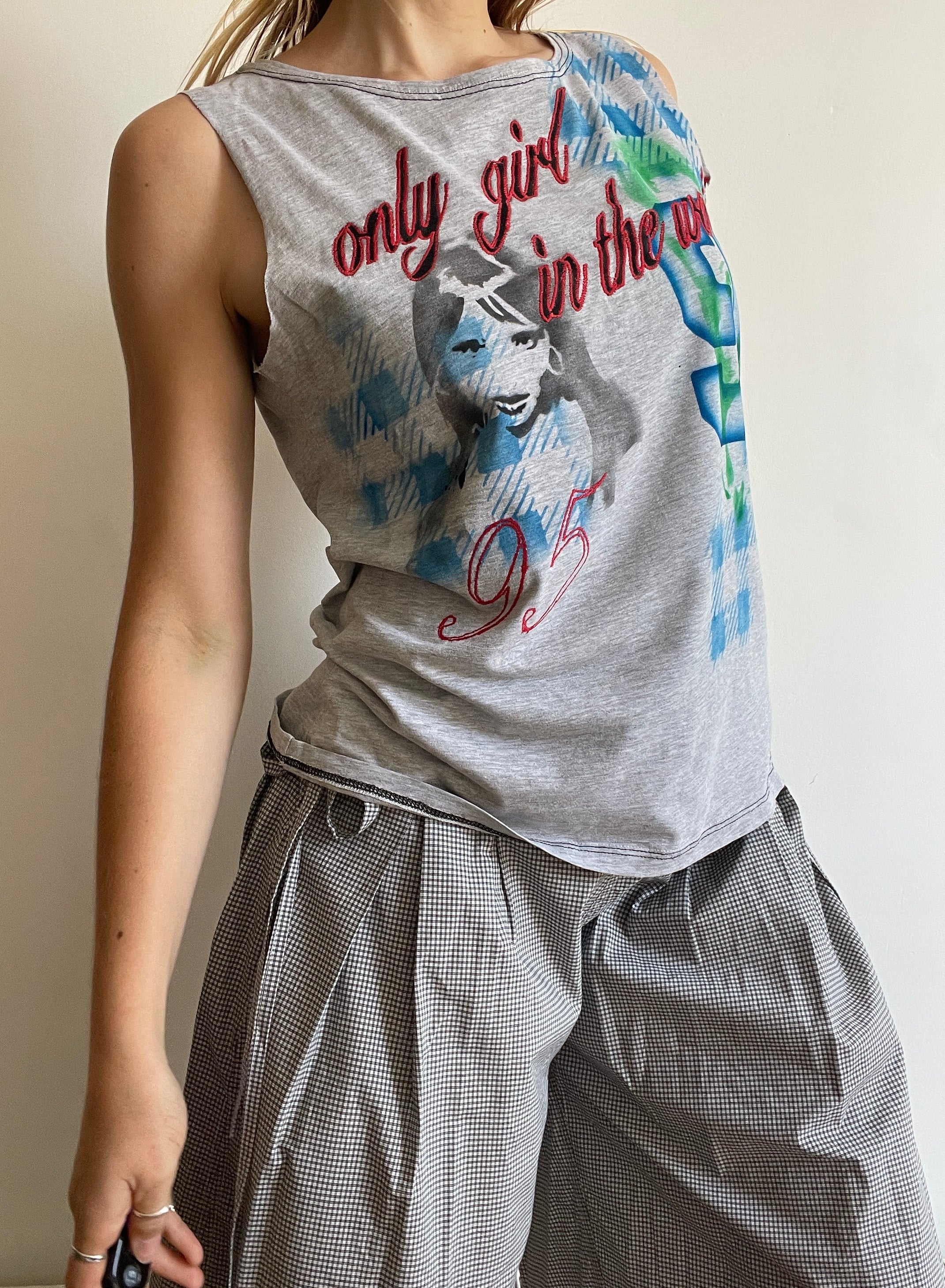 handmade airbrushed stencil only girl in the world tank top