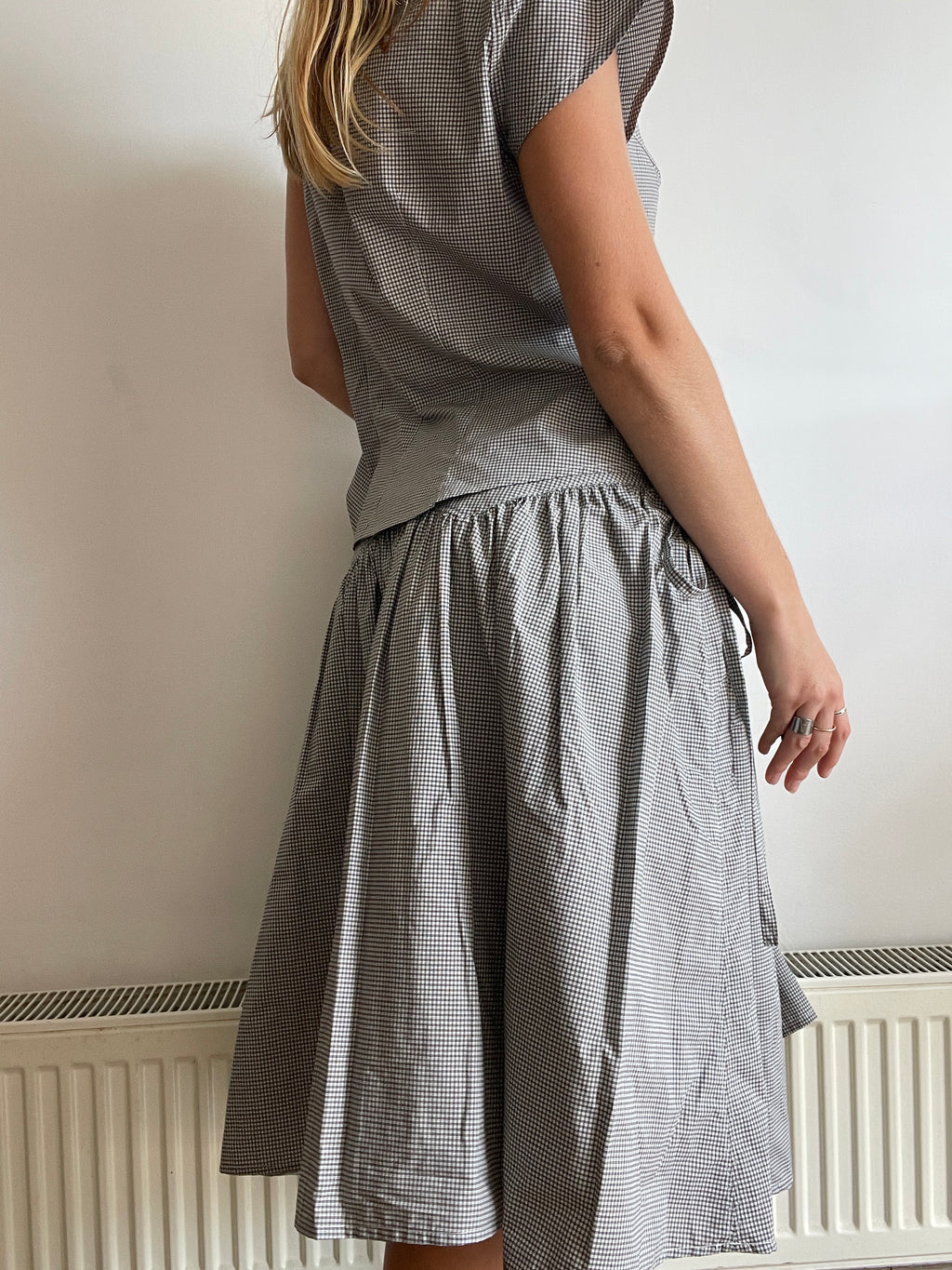 handmade matching set swishy asymmetrical skirt and shirt