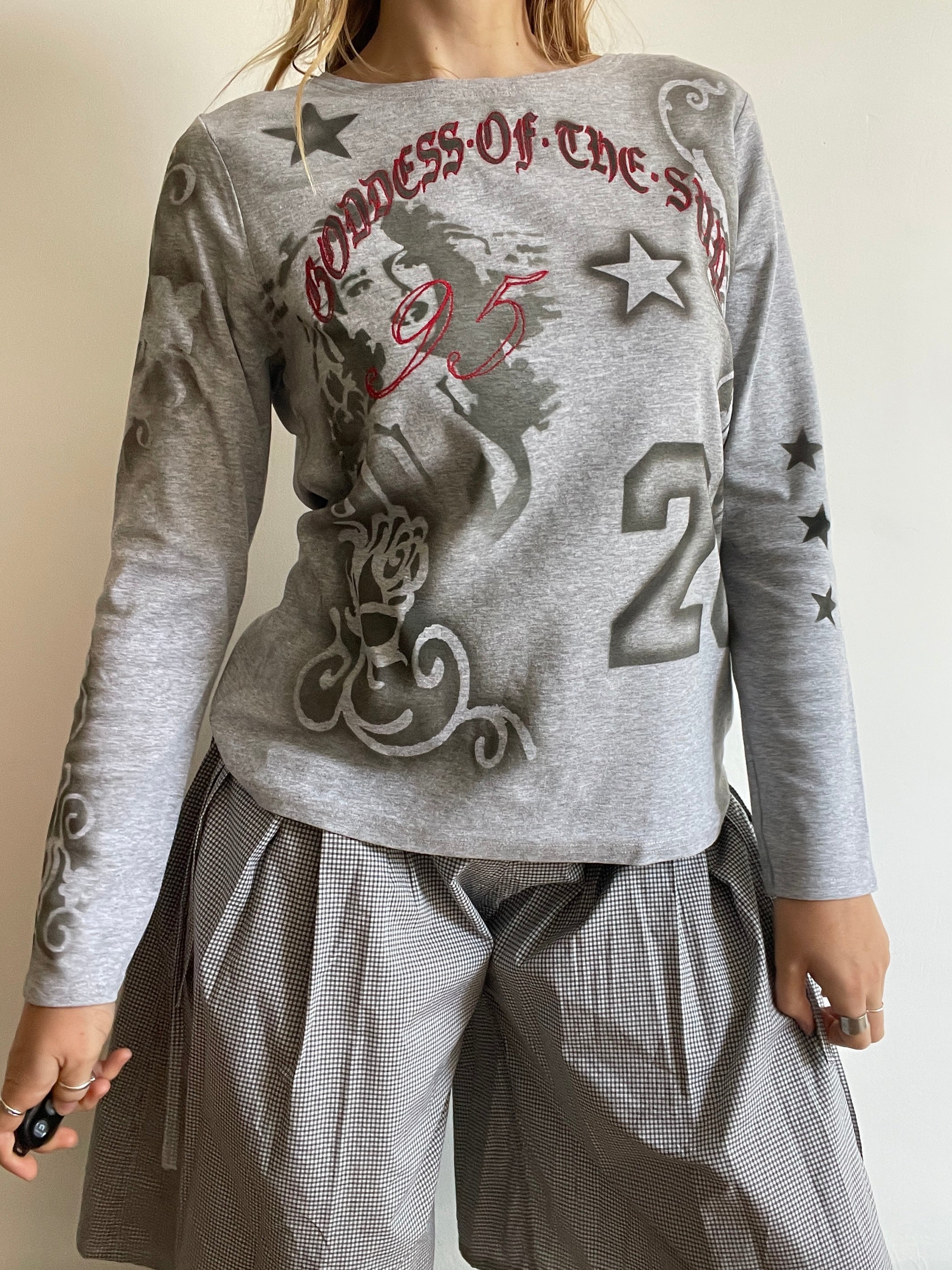 handmade all over graphic print stencil airbrush long sleeve