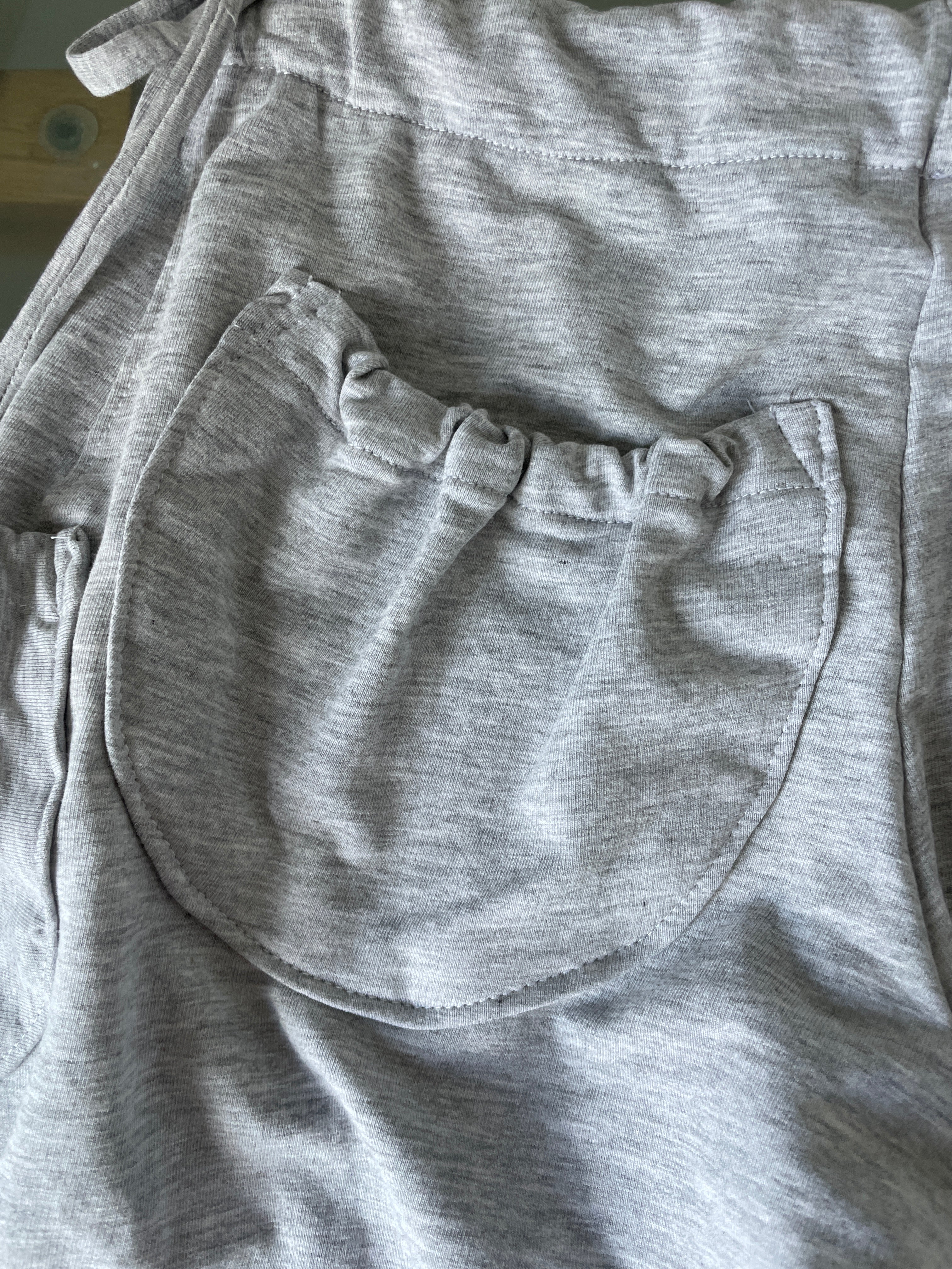 handmade grey jersey pocket cargo style slinky capri pants