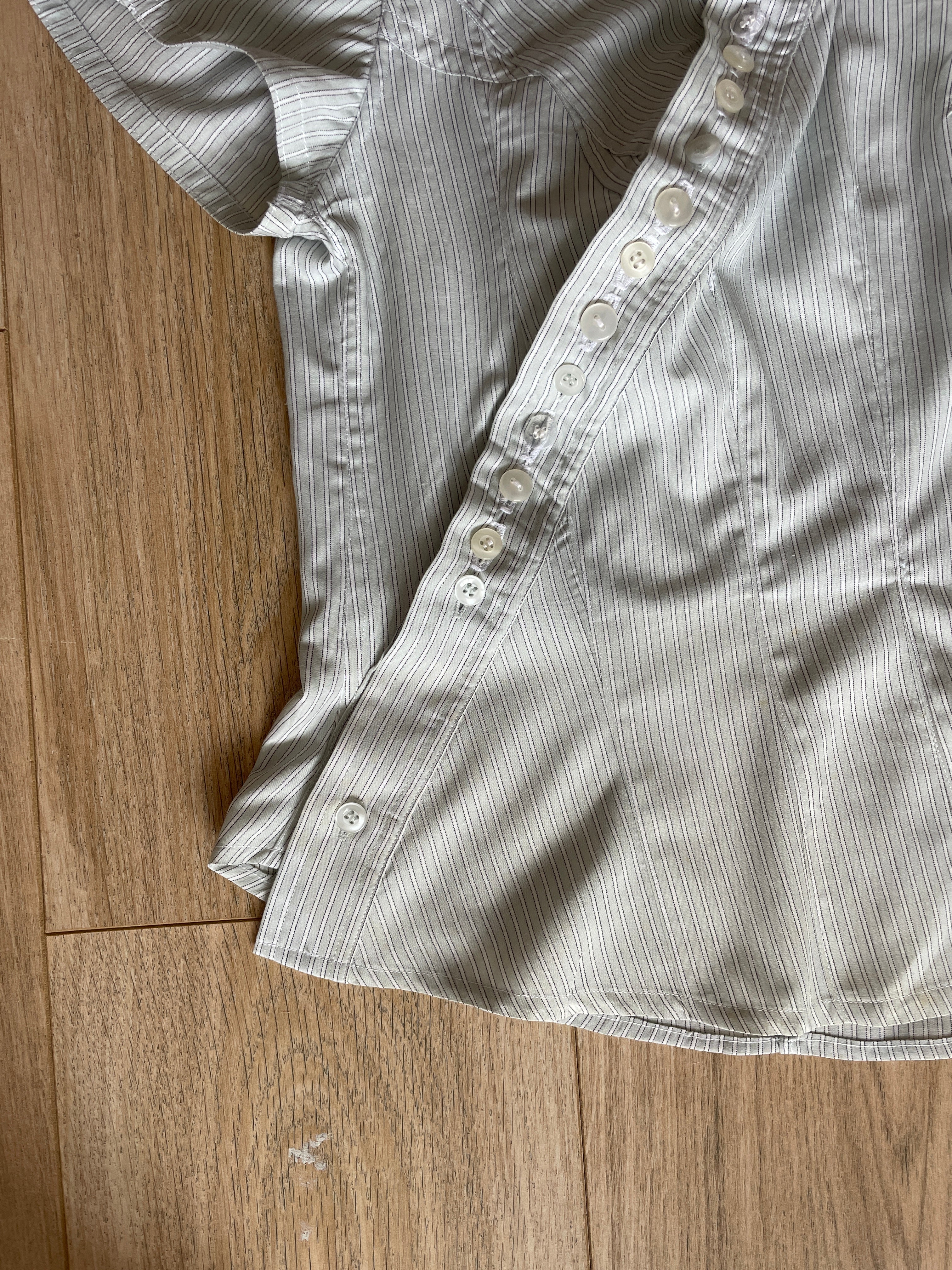 reworked asymmetrical wiggle button blouse