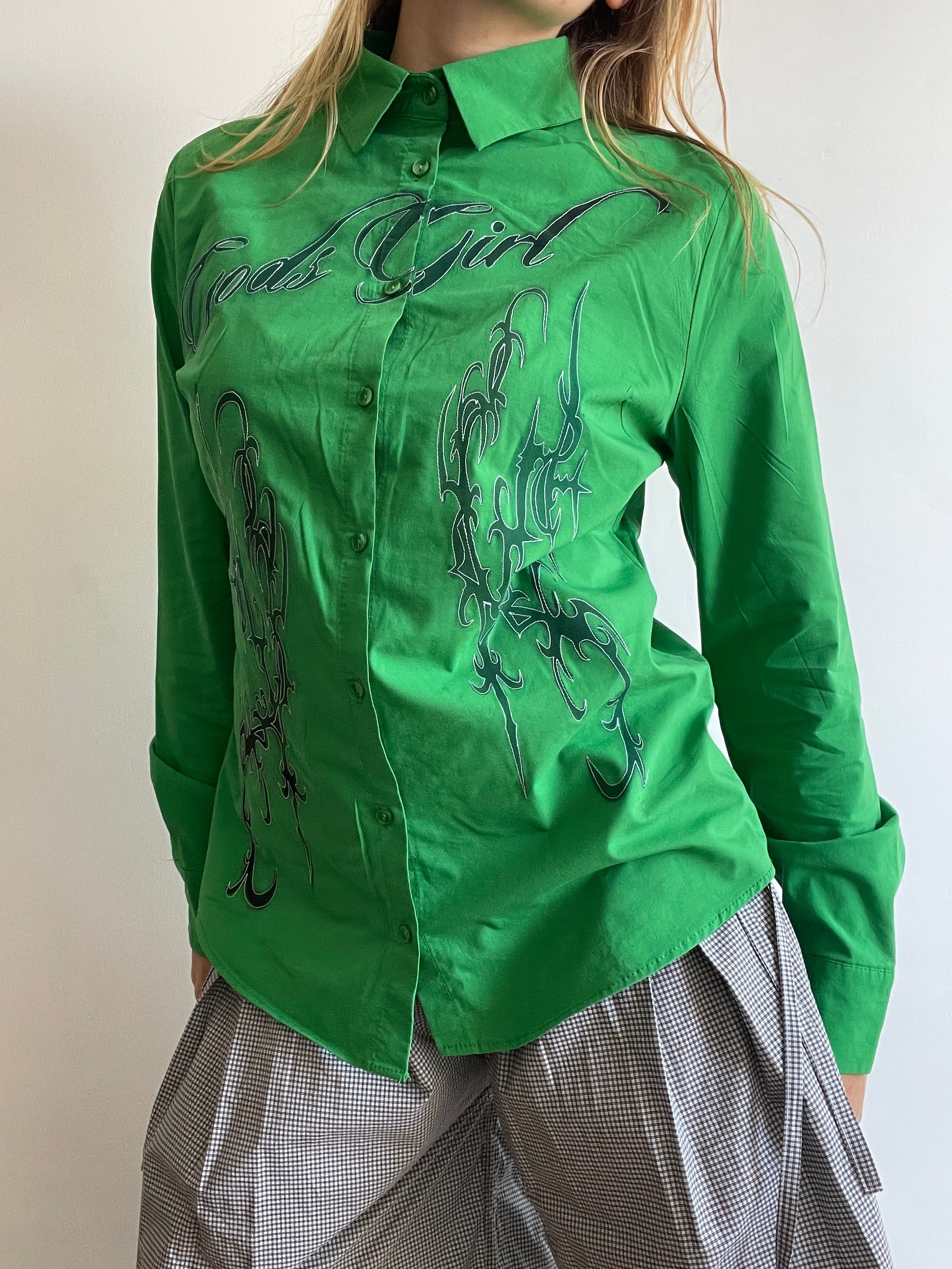 reworked airbrushed gothic slogan fitted shirt